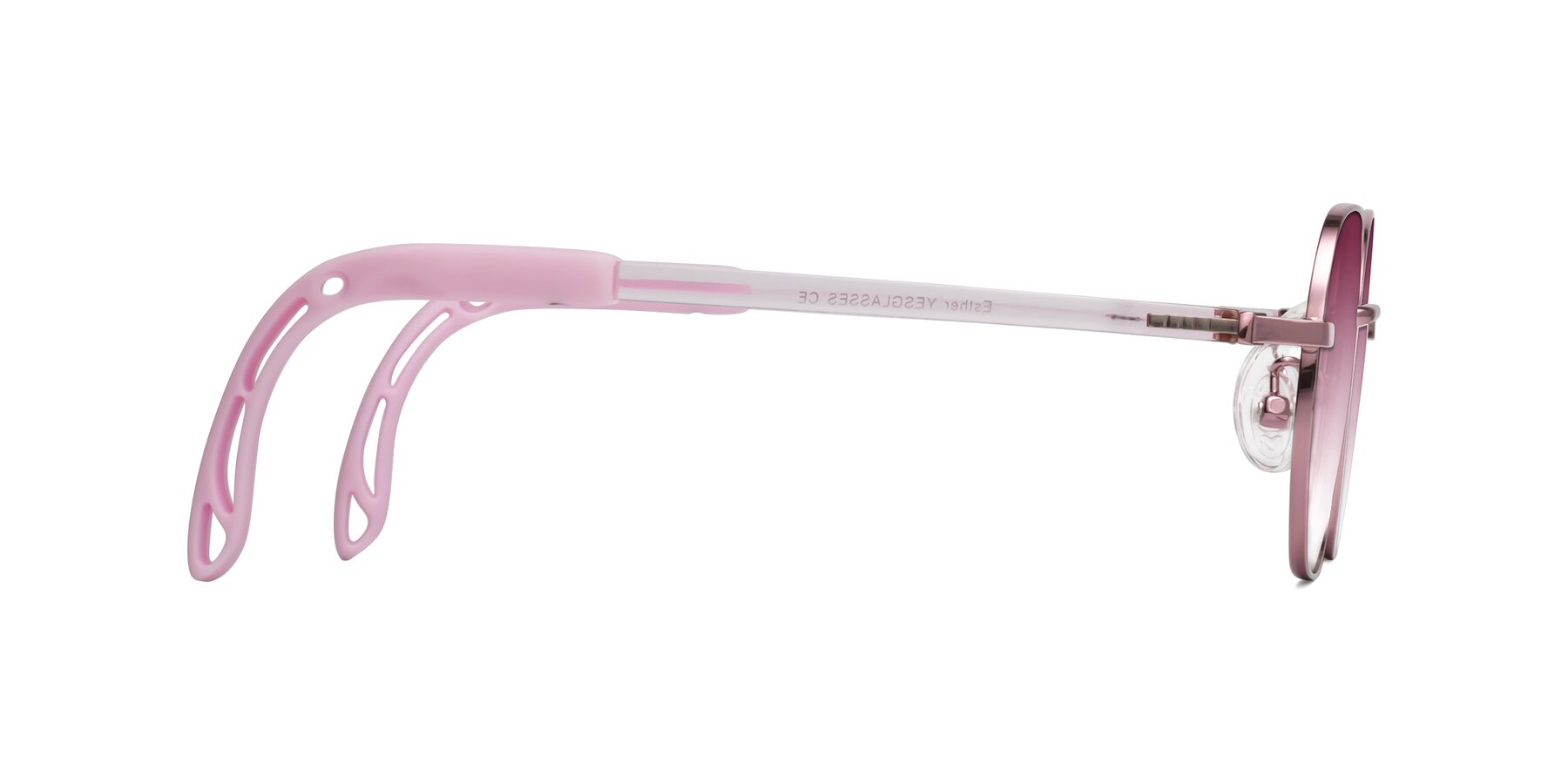 Side of Esther in Artist Pink with Wine Gradient Lenses