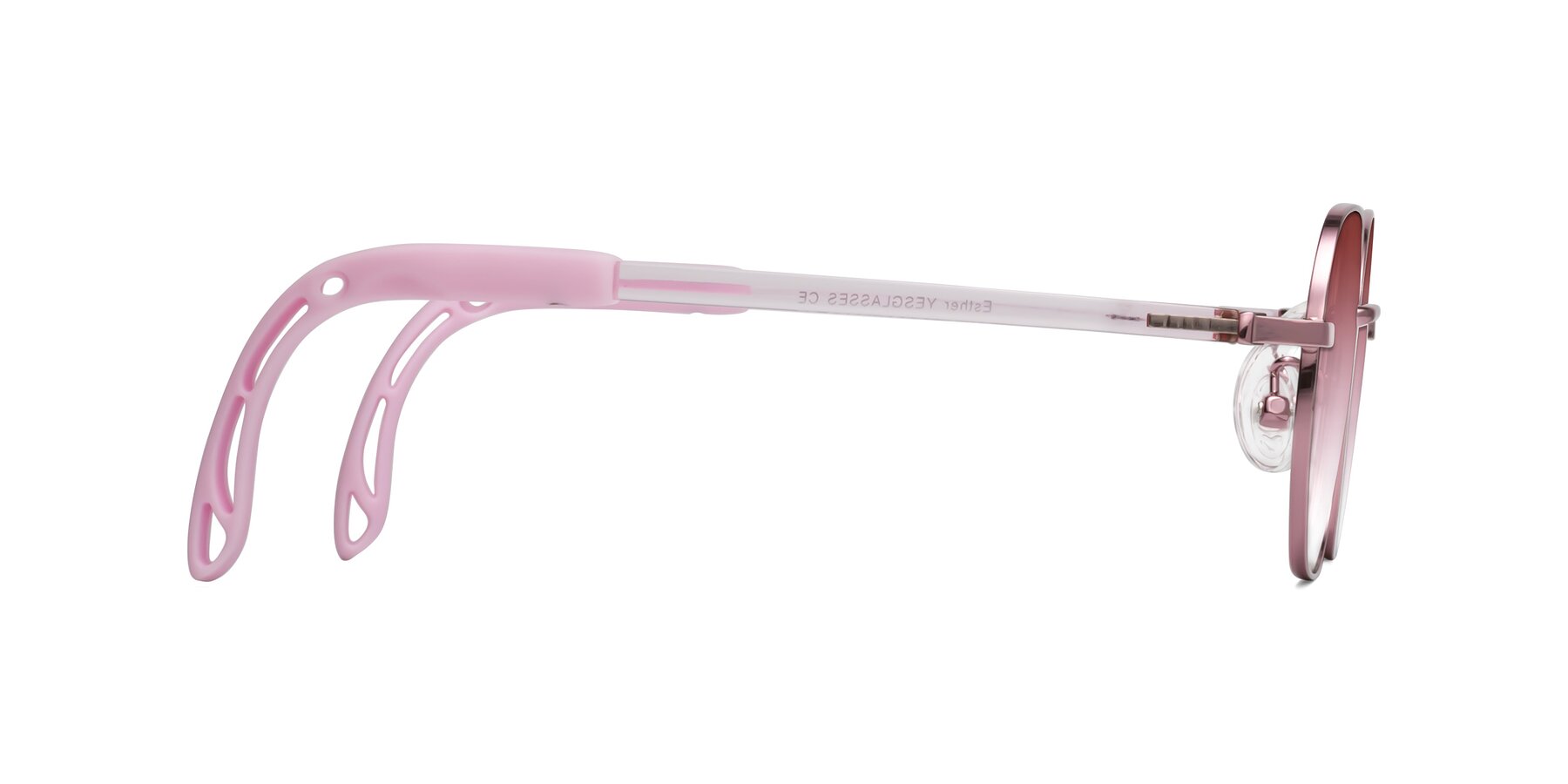 Side of Esther in Artist Pink with Garnet Gradient Lenses