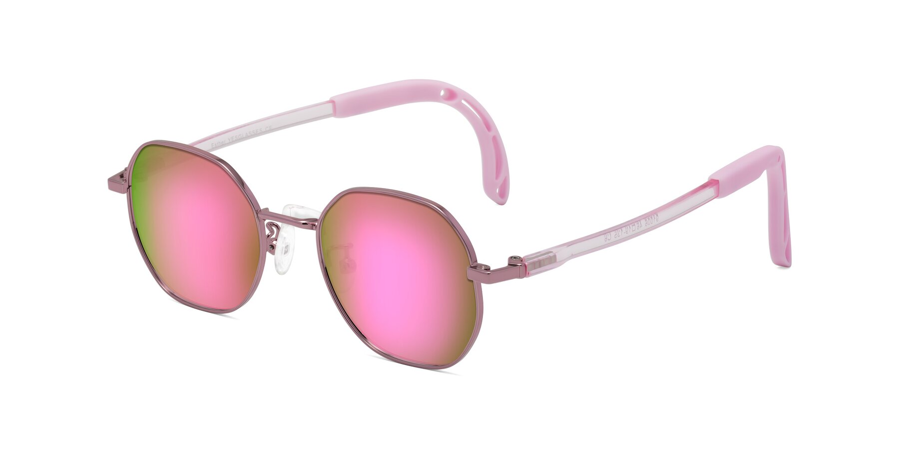 Angle of Esther in Artist Pink with Pink Mirrored Lenses