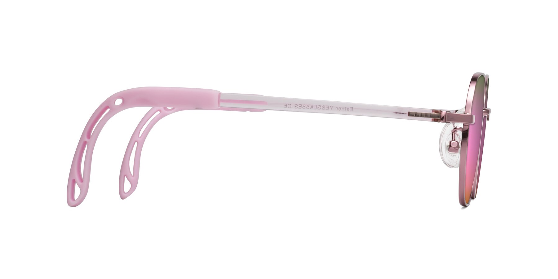 Side of Esther in Artist Pink with Pink Mirrored Lenses