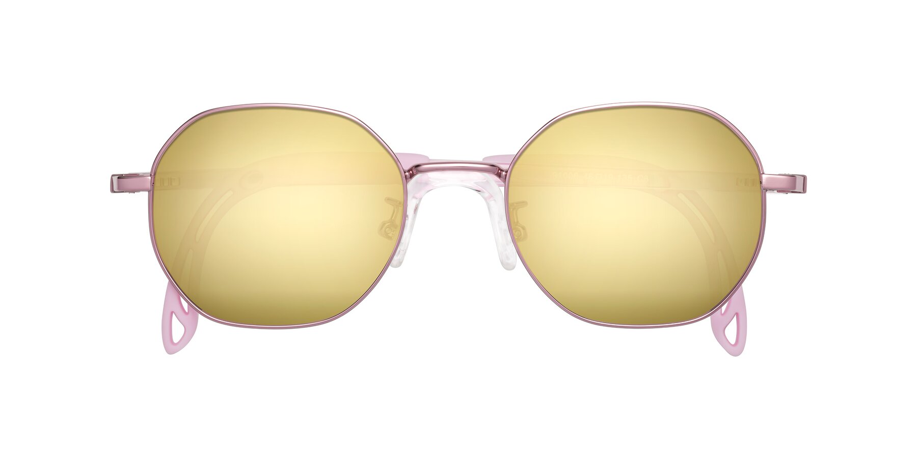 Folded Front of Esther in Artist Pink with Gold Mirrored Lenses