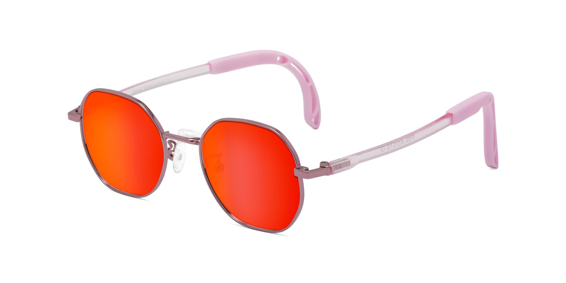 Angle of Esther in Artist Pink with Red Gold Mirrored Lenses