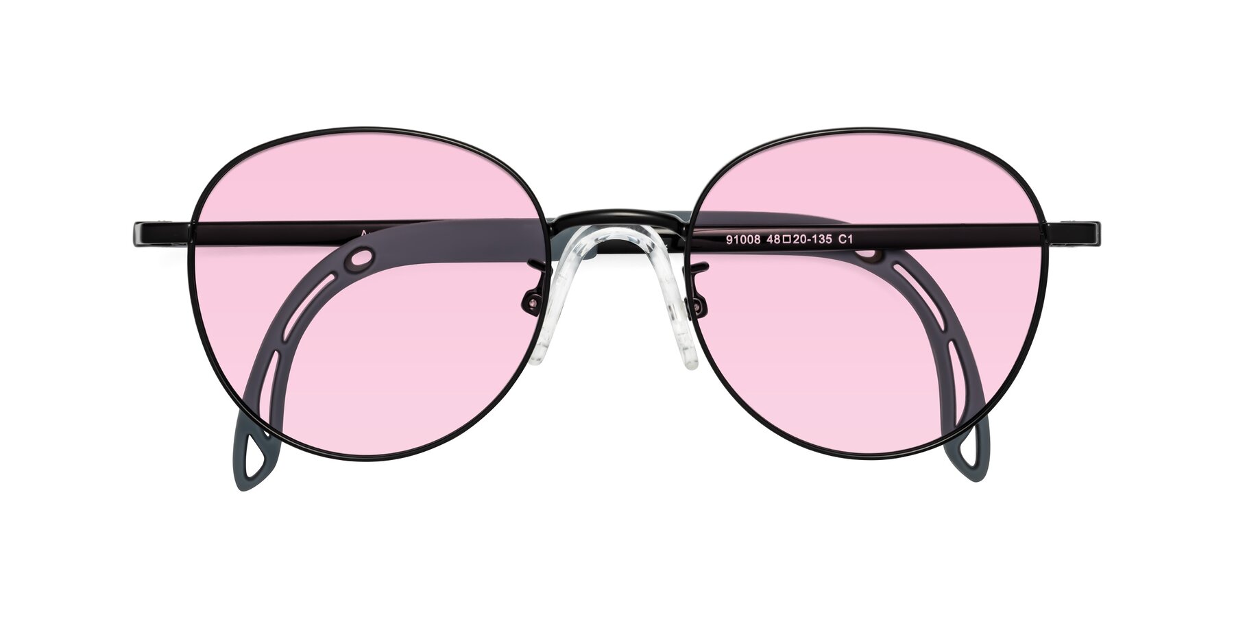 Folded Front of Ann in Ninja Black with Light Pink Tinted Lenses