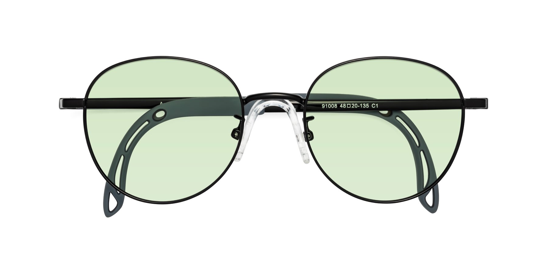 Folded Front of Ann in Ninja Black with Light Green Tinted Lenses