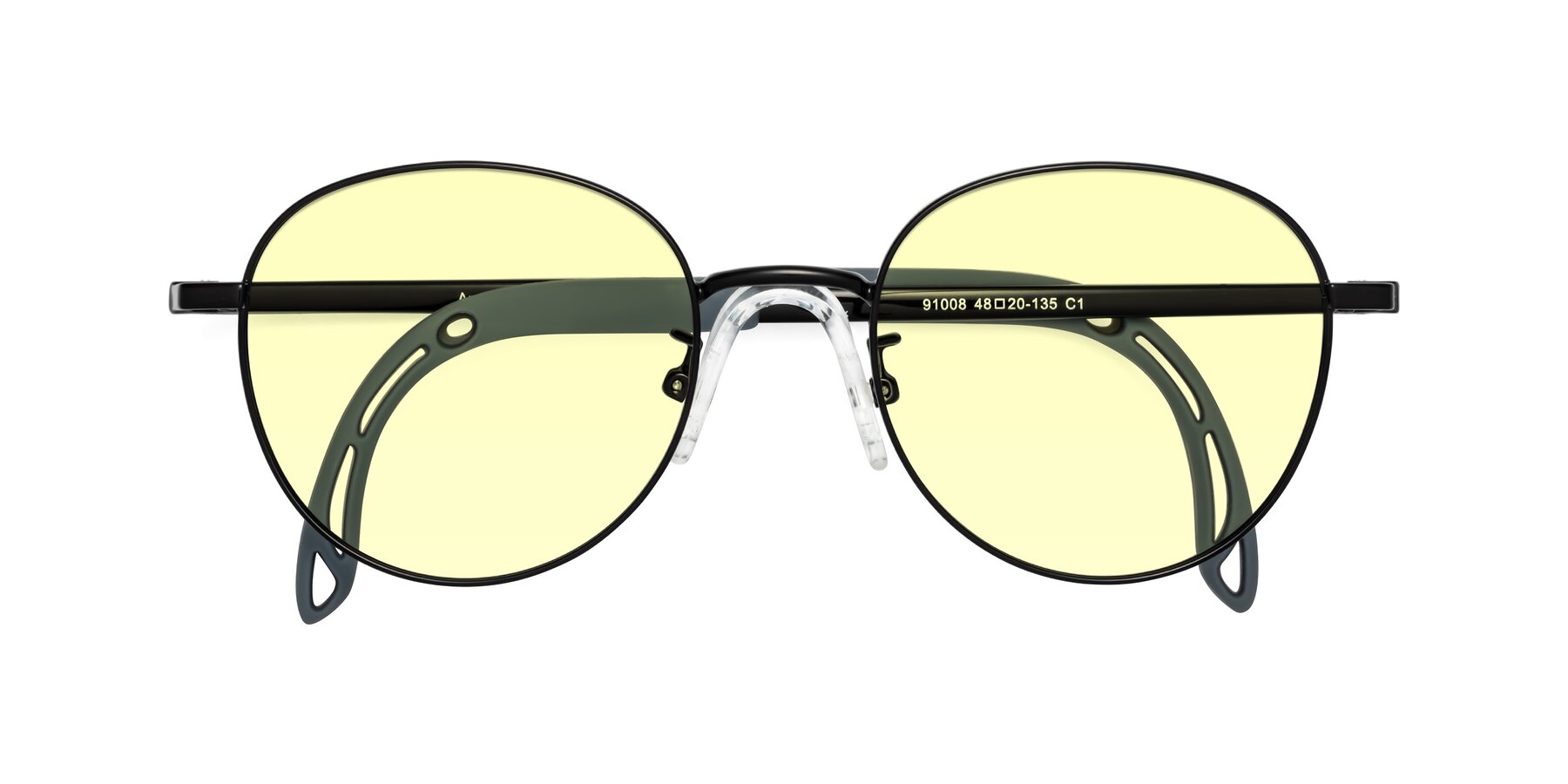 Folded Front of Ann in Ninja Black with Light Yellow Tinted Lenses