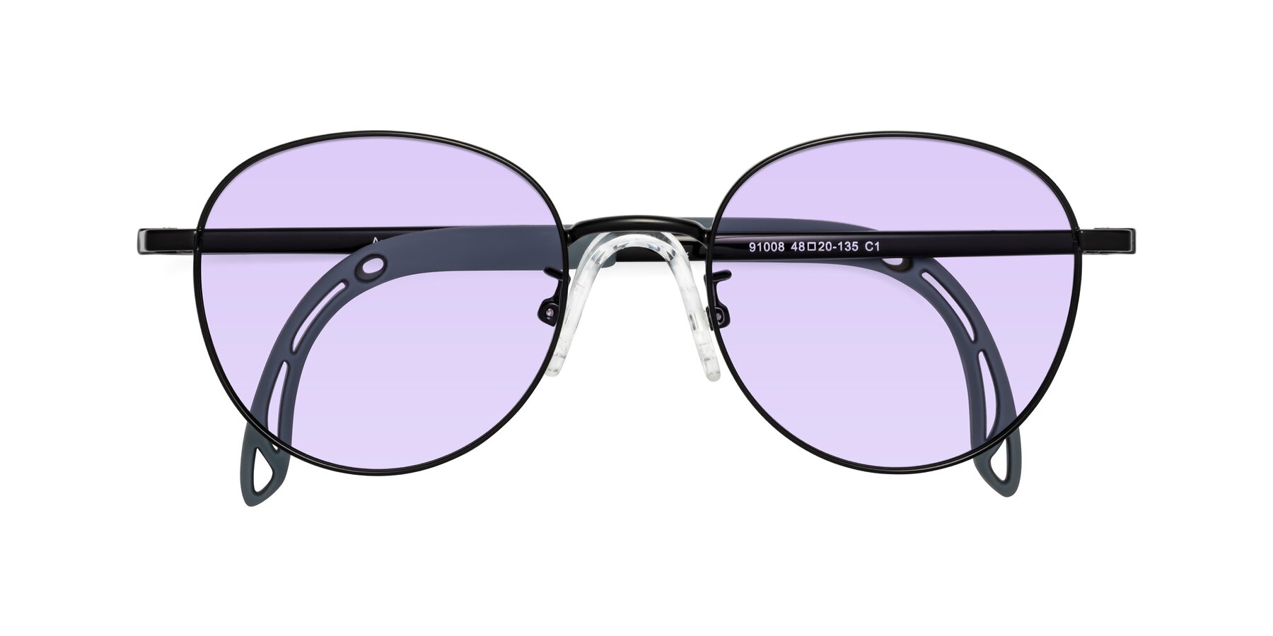 Folded Front of Ann in Ninja Black with Light Purple Tinted Lenses