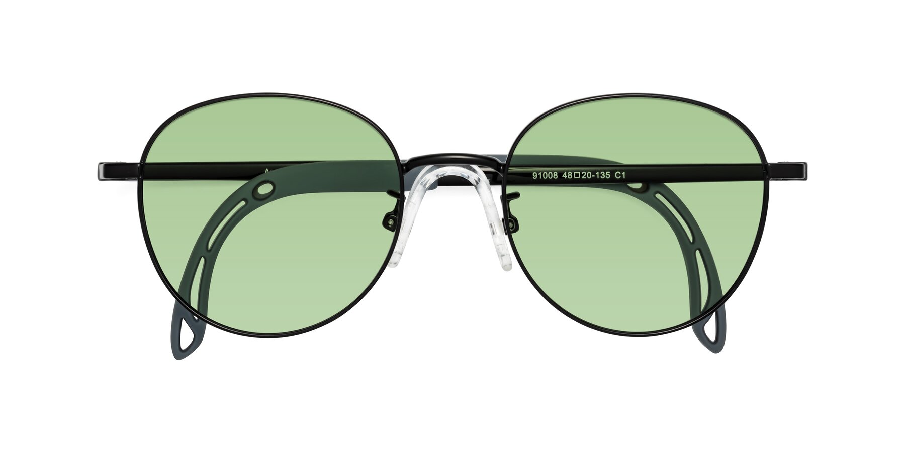 Folded Front of Ann in Ninja Black with Medium Green Tinted Lenses