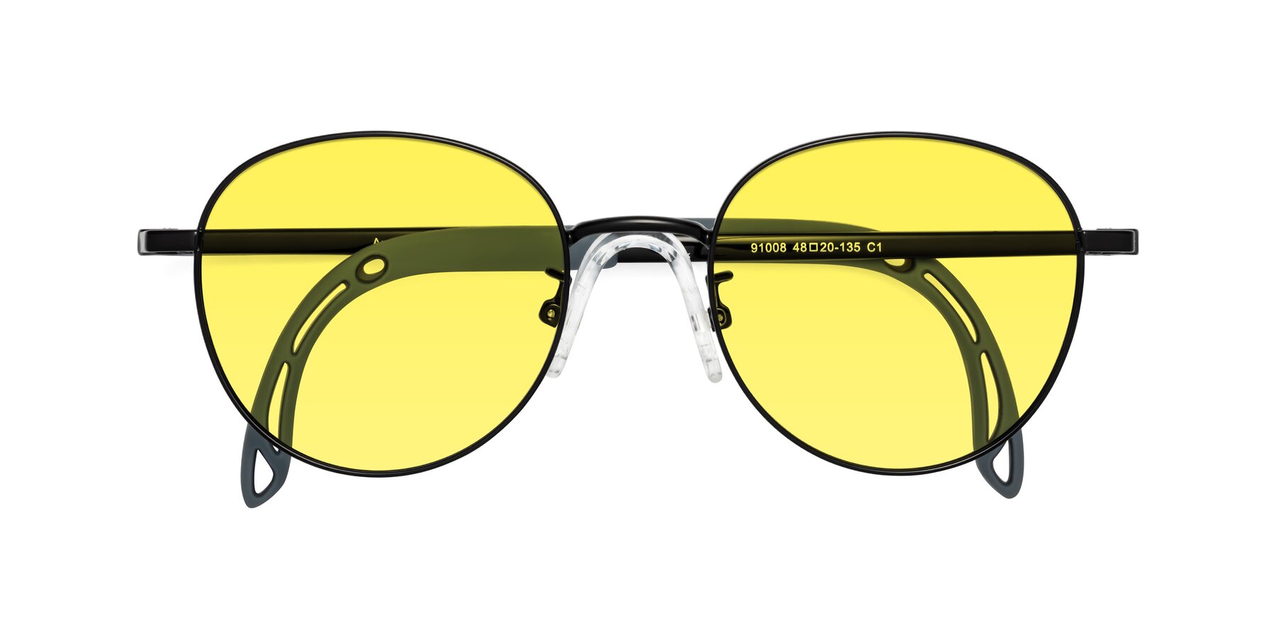 Folded Front of Ann in Ninja Black with Medium Yellow Tinted Lenses