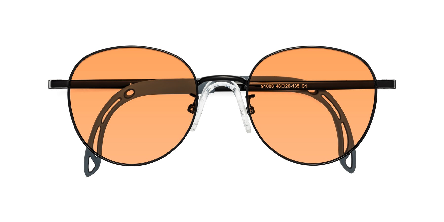 Folded Front of Ann in Ninja Black with Medium Orange Tinted Lenses