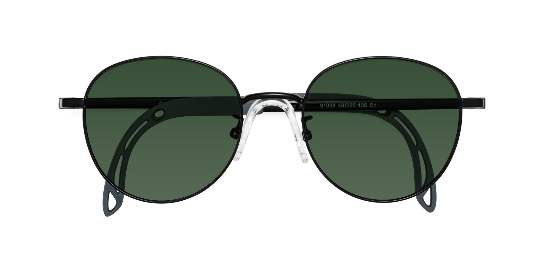 Folded Front of Ann in Ninja Black with Green Tinted Lenses