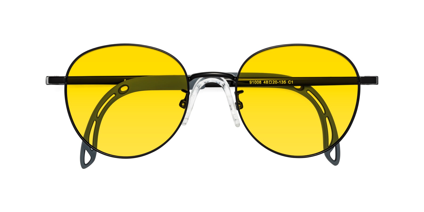 Folded Front of Ann in Ninja Black with Yellow Tinted Lenses