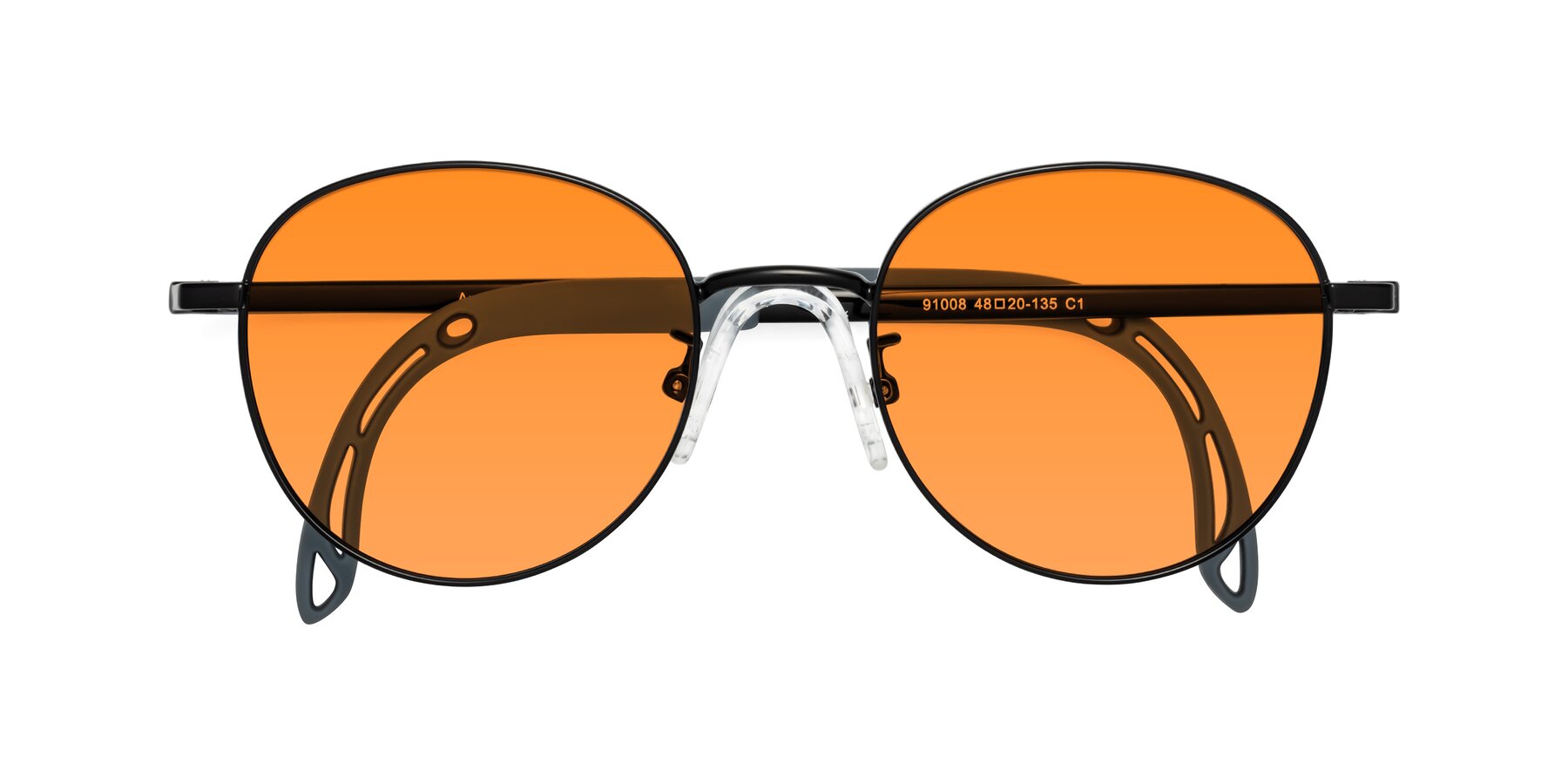 Folded Front of Ann in Ninja Black with Orange Tinted Lenses