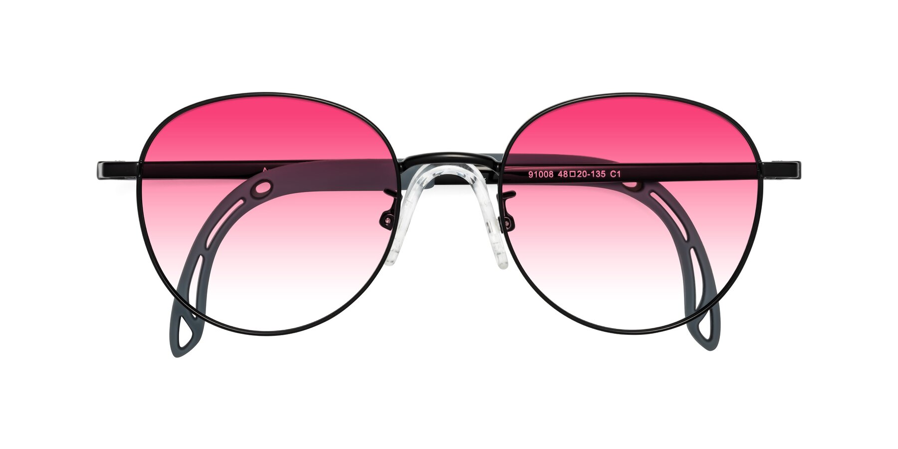 Folded Front of Ann in Ninja Black with Pink Gradient Lenses