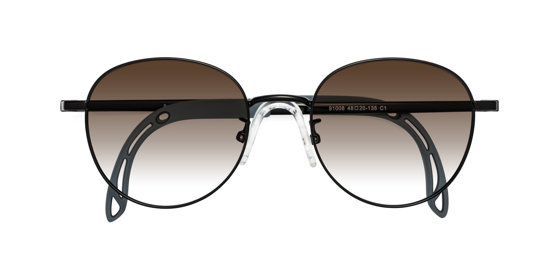 Folded Front of Ann in Ninja Black with Brown Gradient Lenses