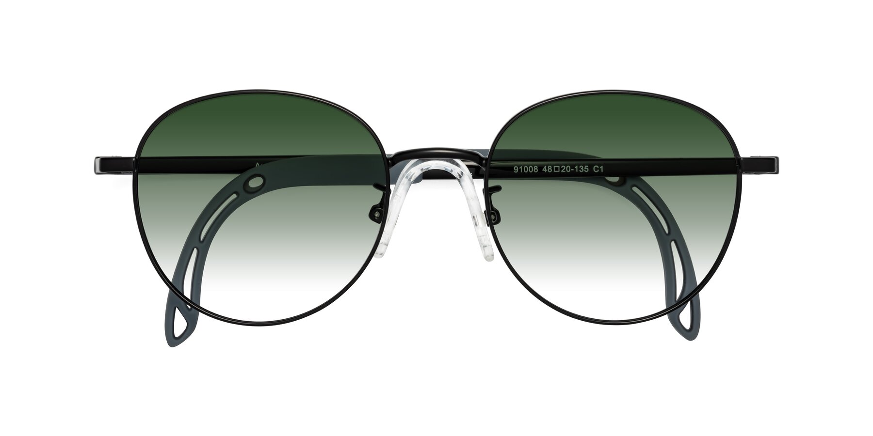 Folded Front of Ann in Ninja Black with Green Gradient Lenses