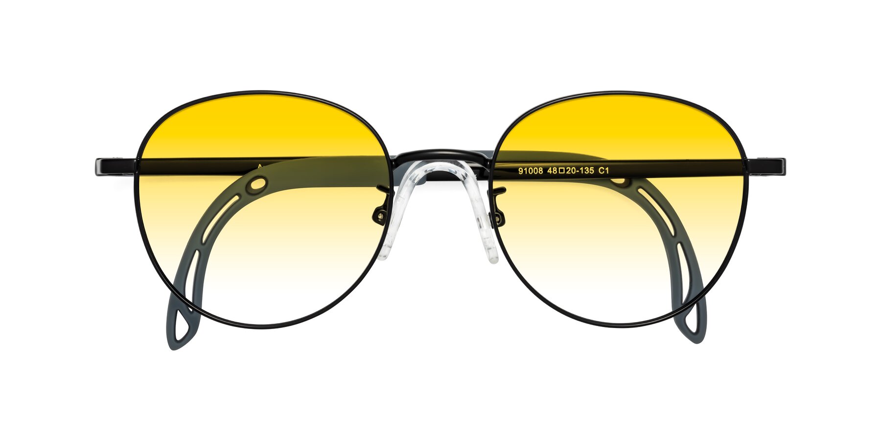 Folded Front of Ann in Ninja Black with Yellow Gradient Lenses