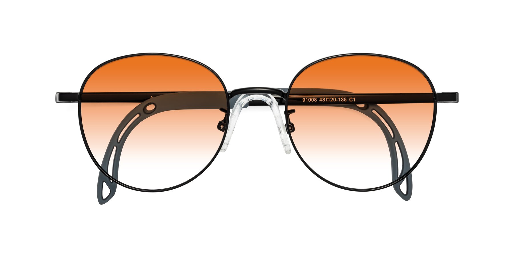 Folded Front of Ann in Ninja Black with Orange Gradient Lenses