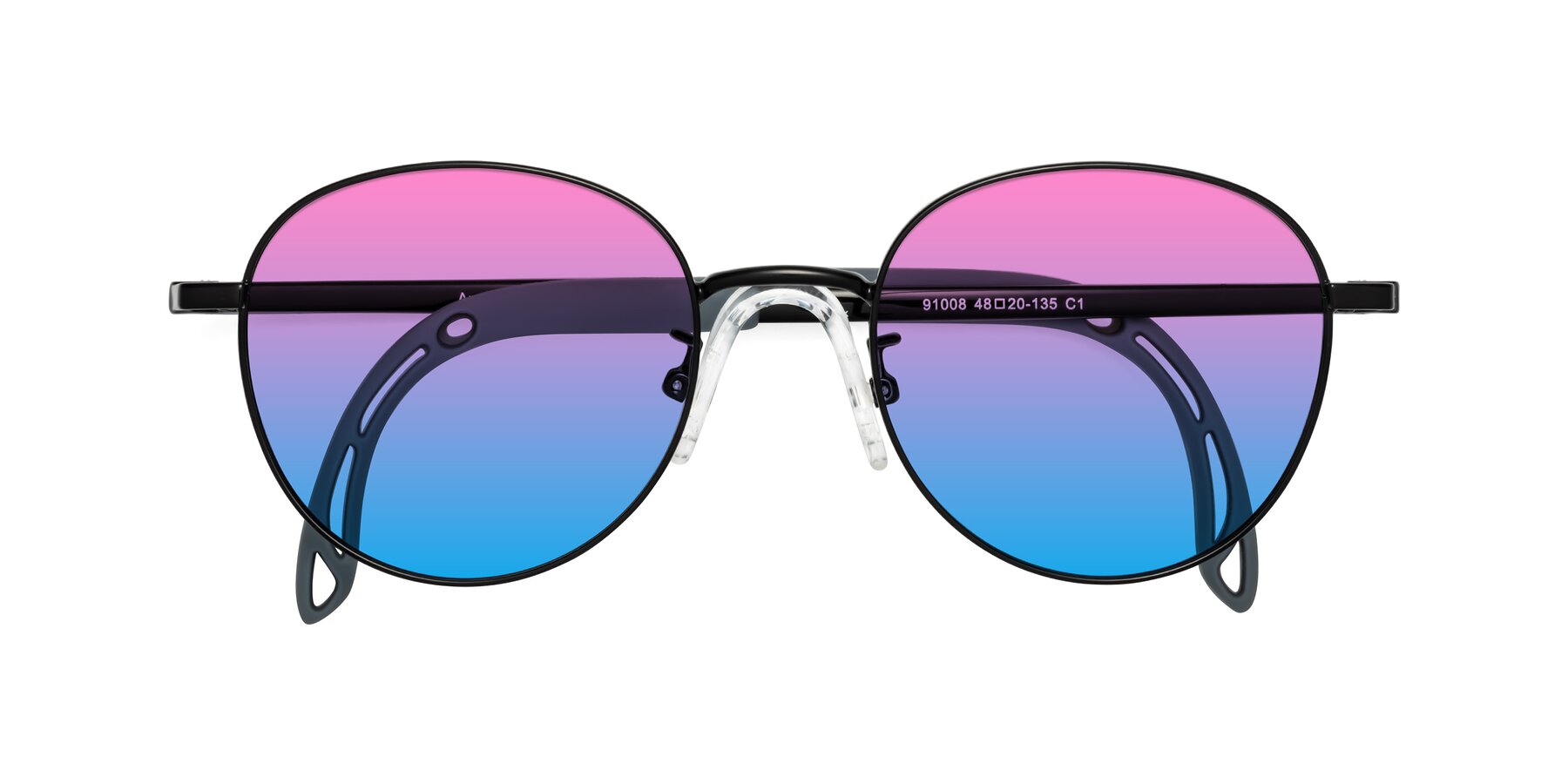 Folded Front of Ann in Ninja Black with Pink / Blue Gradient Lenses