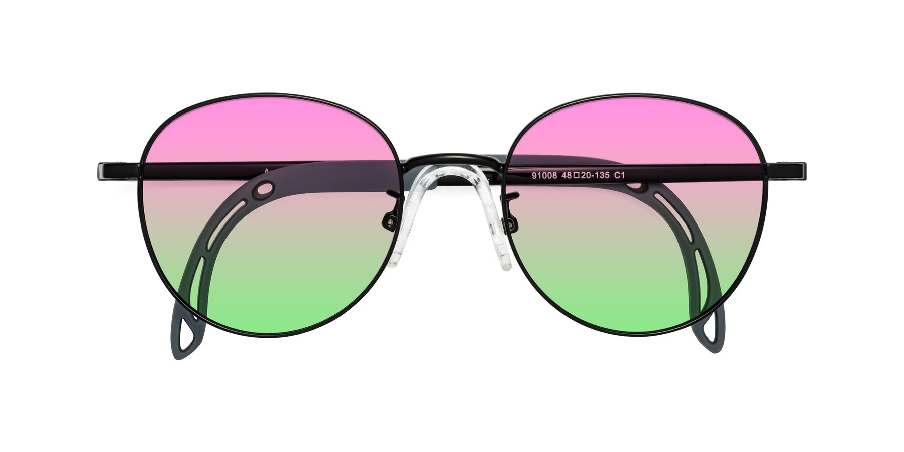 Folded Front of Ann in Ninja Black with Pink / Green Gradient Lenses