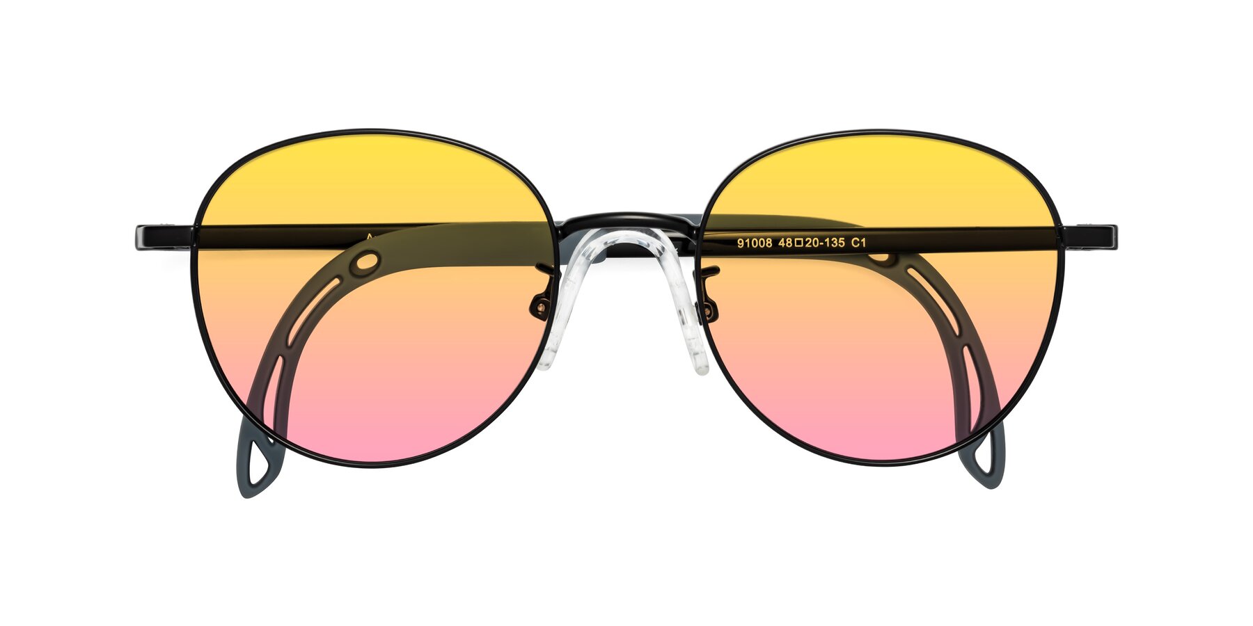 Folded Front of Ann in Ninja Black with Yellow / Pink Gradient Lenses