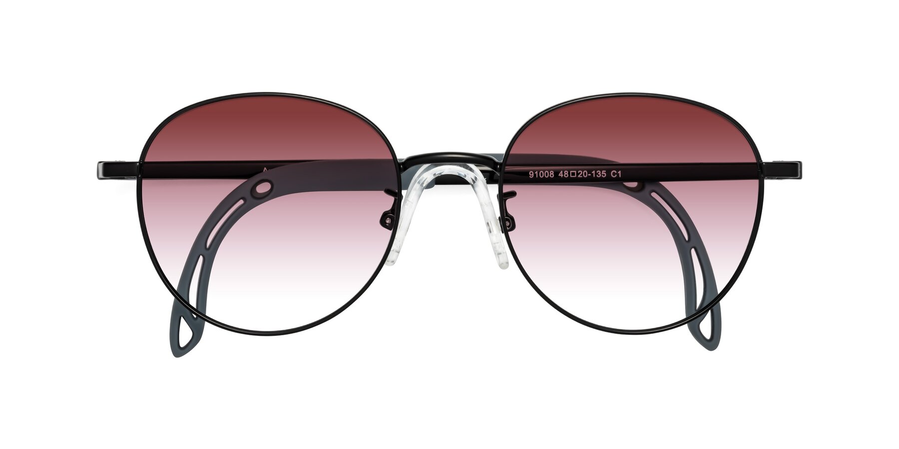 Folded Front of Ann in Ninja Black with Garnet Gradient Lenses