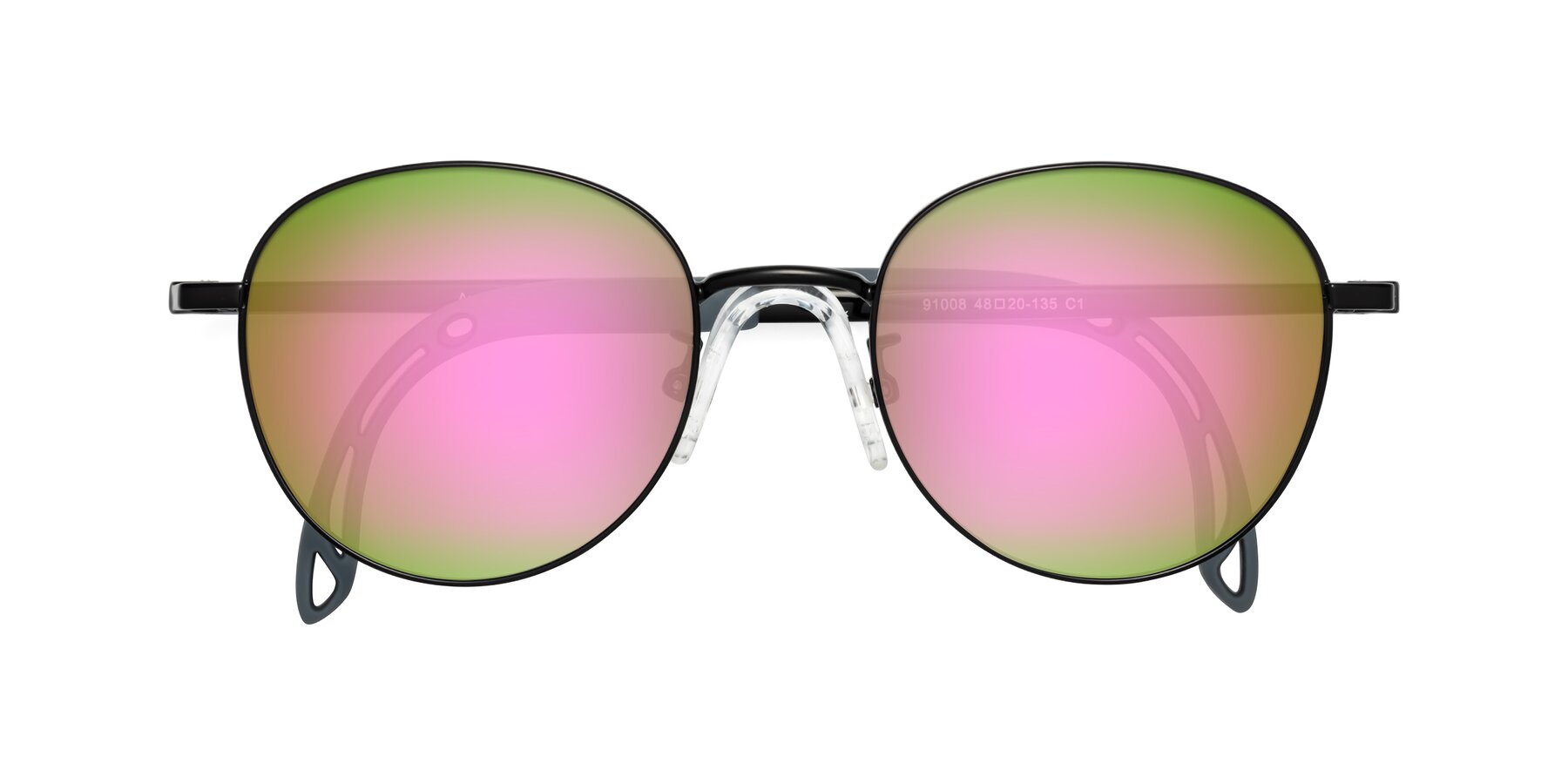 Folded Front of Ann in Ninja Black with Pink Mirrored Lenses