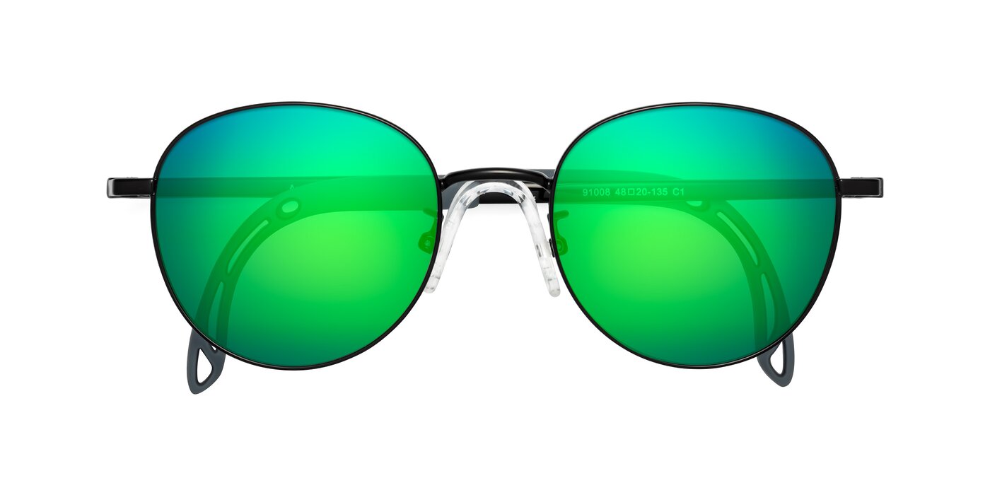 Ann - Ninja Black Flash Mirrored Sunglasses