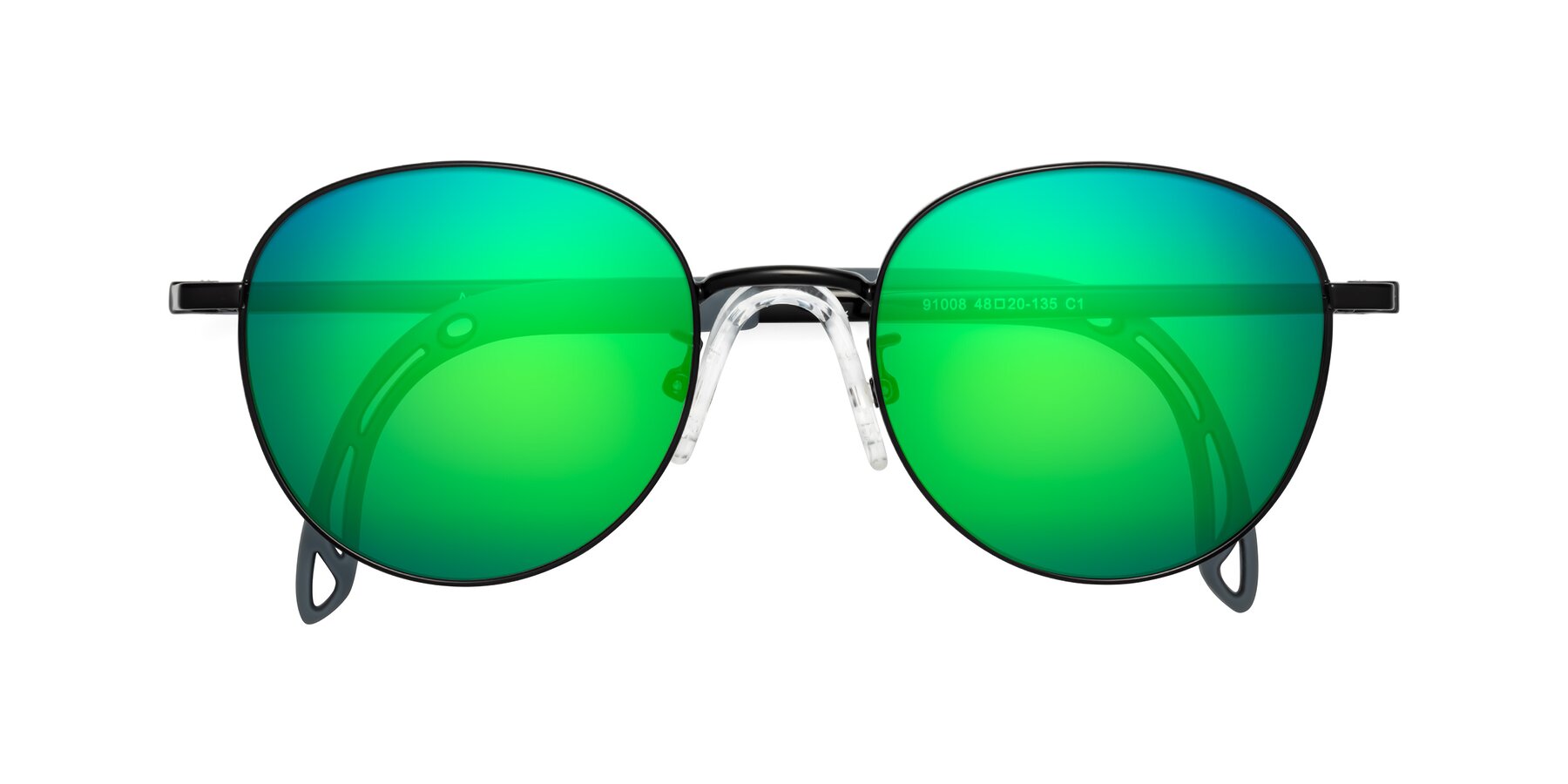 Folded Front of Ann in Ninja Black with Green Mirrored Lenses