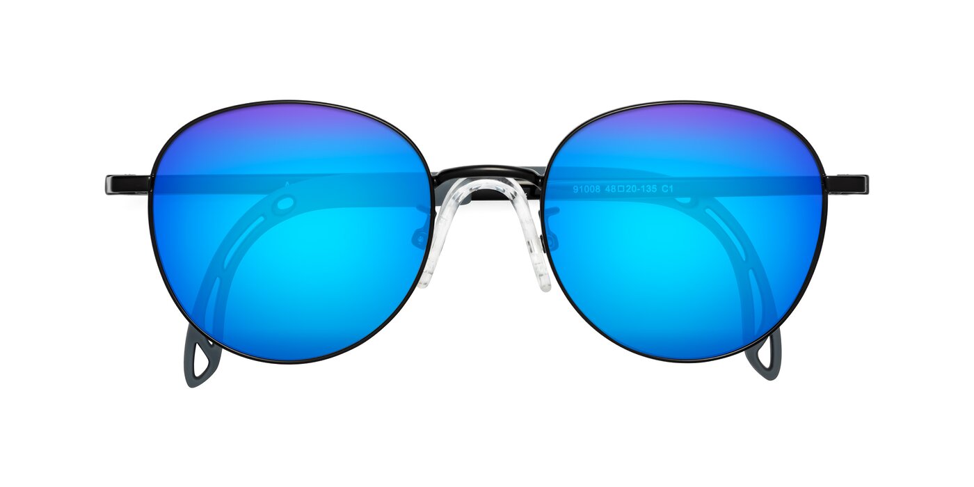 Ann - Ninja Black Flash Mirrored Sunglasses