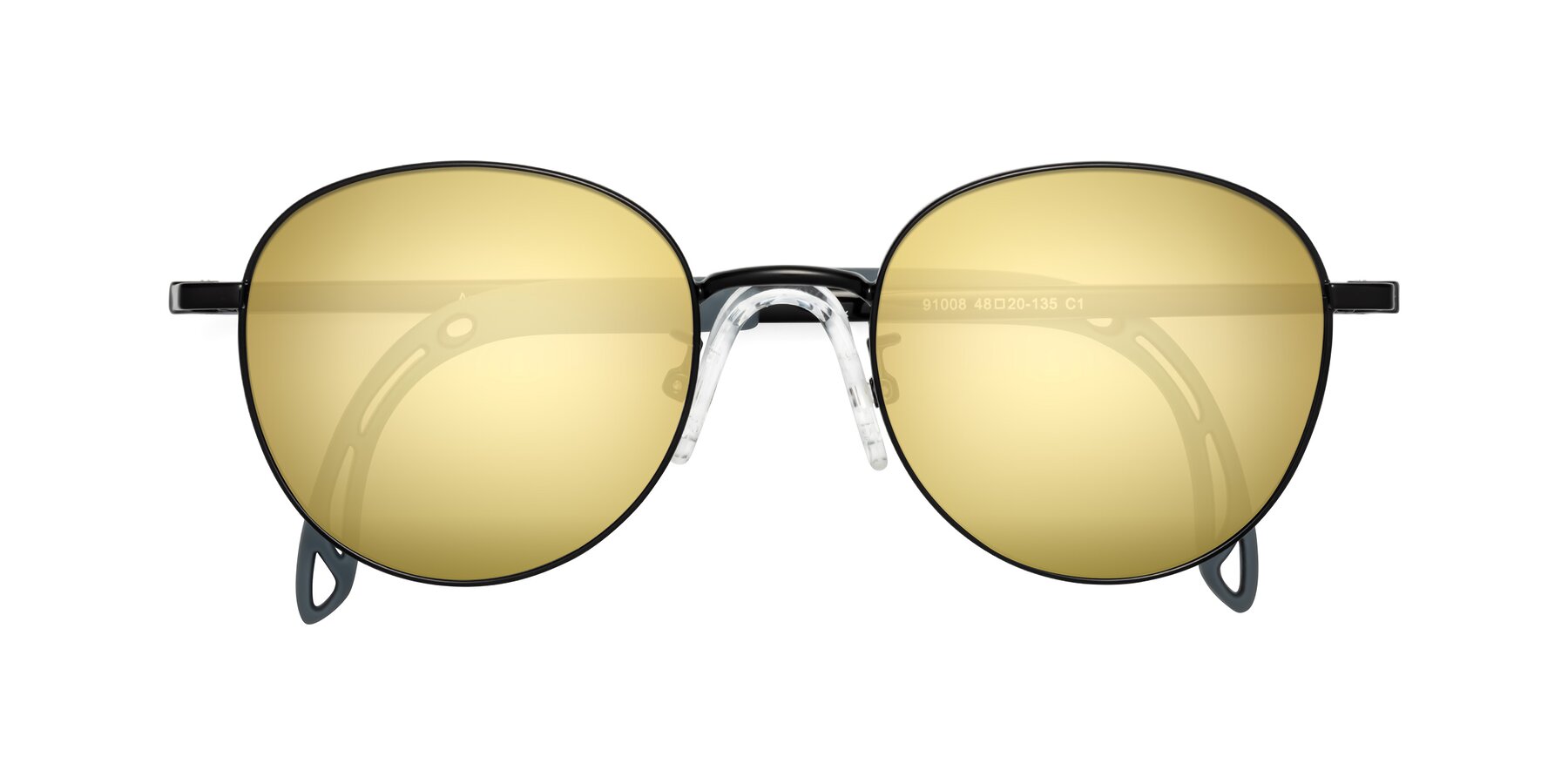 Folded Front of Ann in Ninja Black with Gold Mirrored Lenses