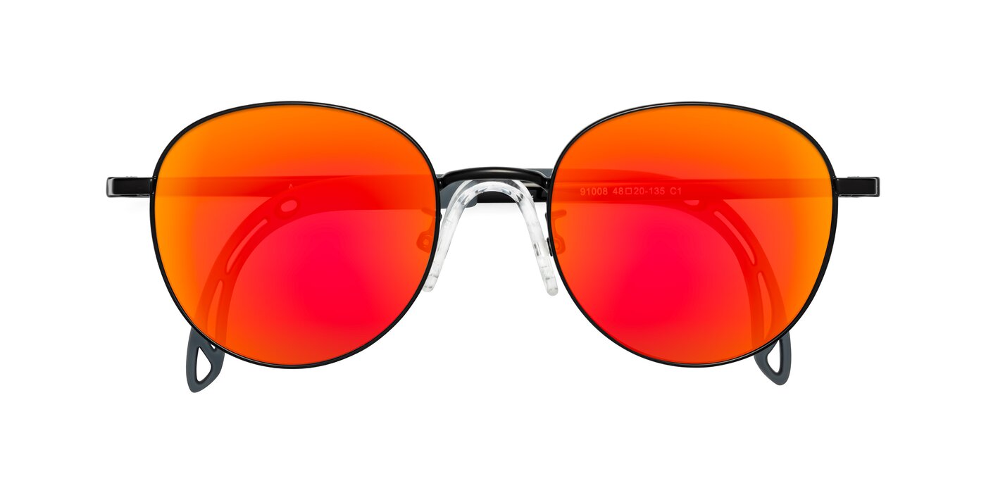 Ann - Ninja Black Flash Mirrored Sunglasses