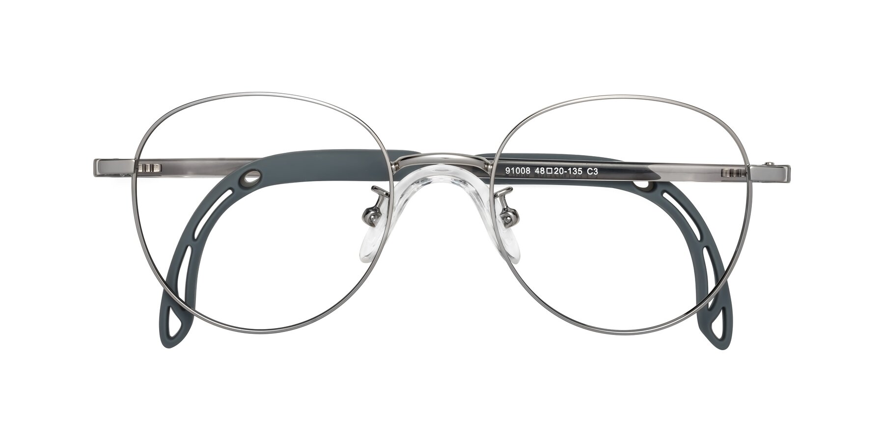 Folded Front of Ann in Knight Silver with Clear Eyeglass Lenses