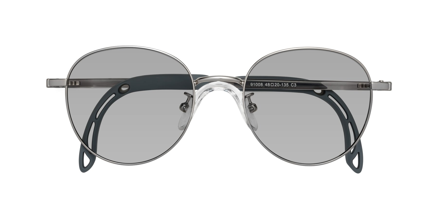 Folded Front of Ann in Knight Silver with Light Gray Tinted Lenses