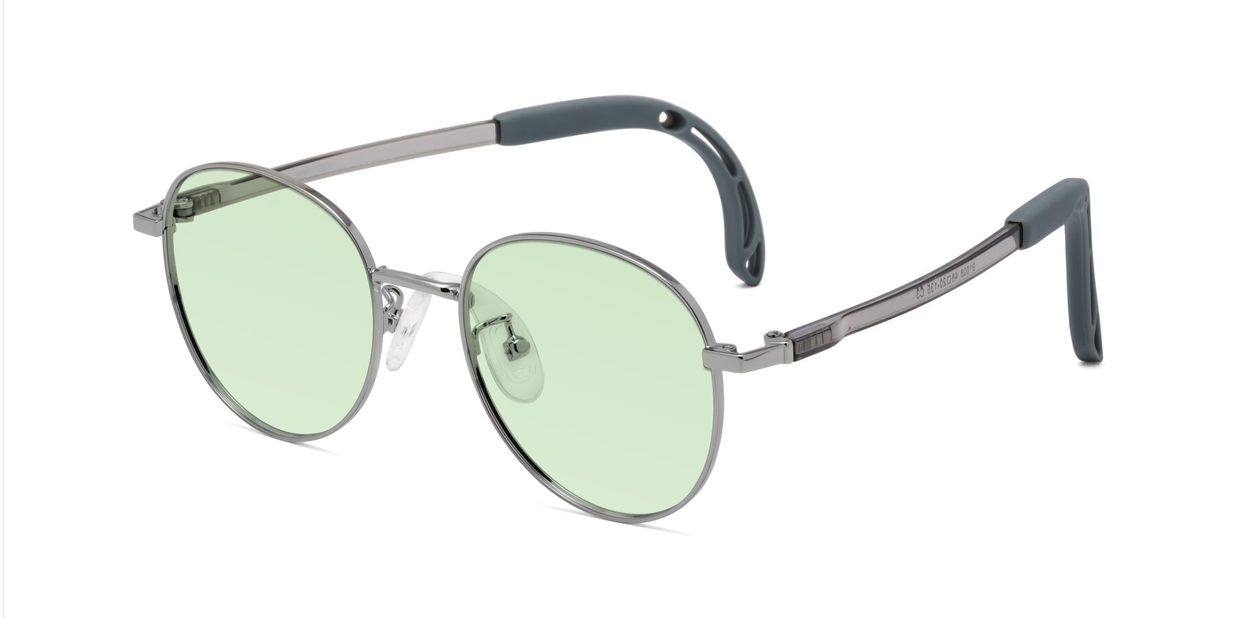 Angle of Ann in Knight Silver with Light Green Tinted Lenses