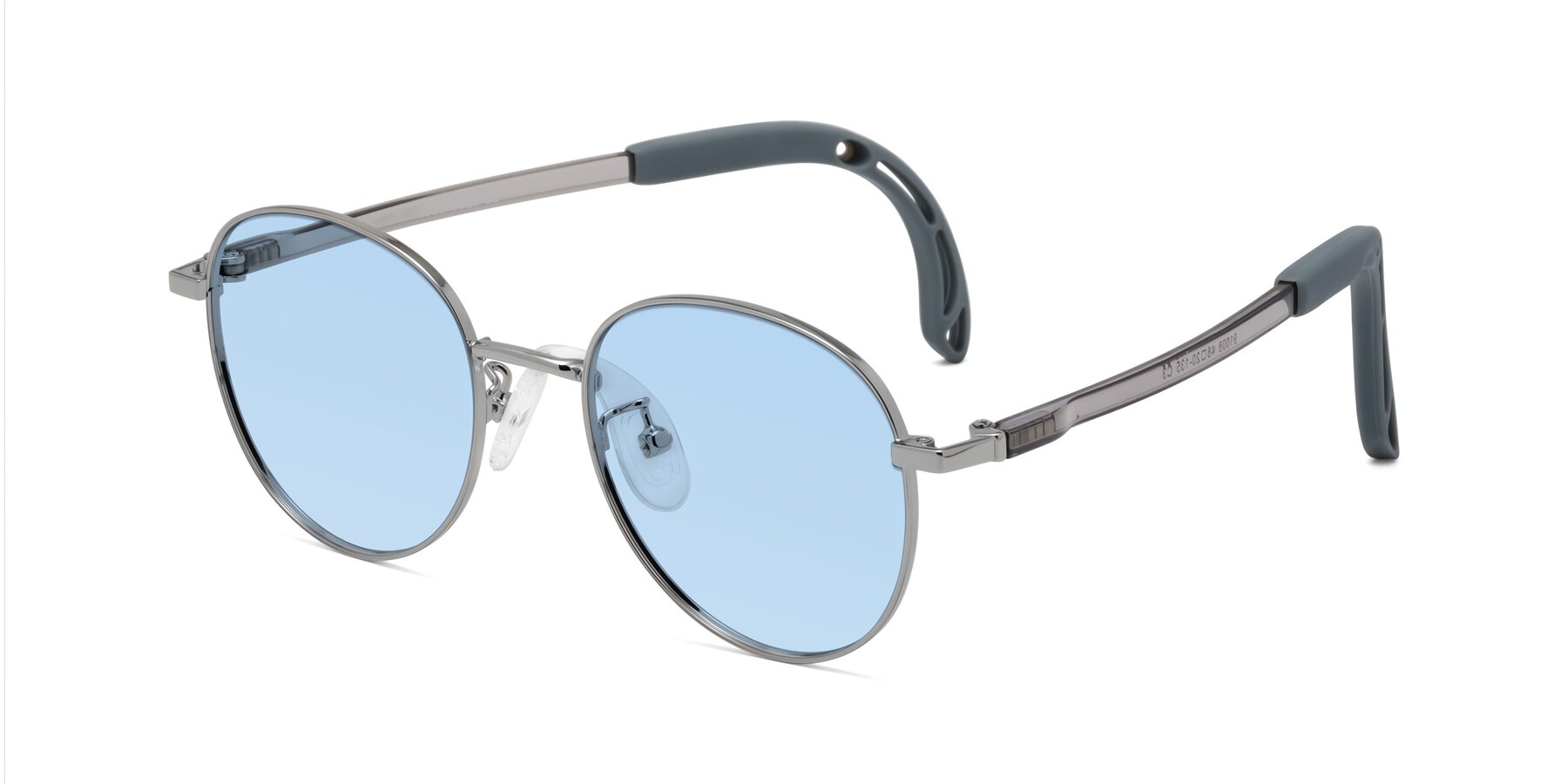 Angle of Ann in Knight Silver with Light Blue Tinted Lenses