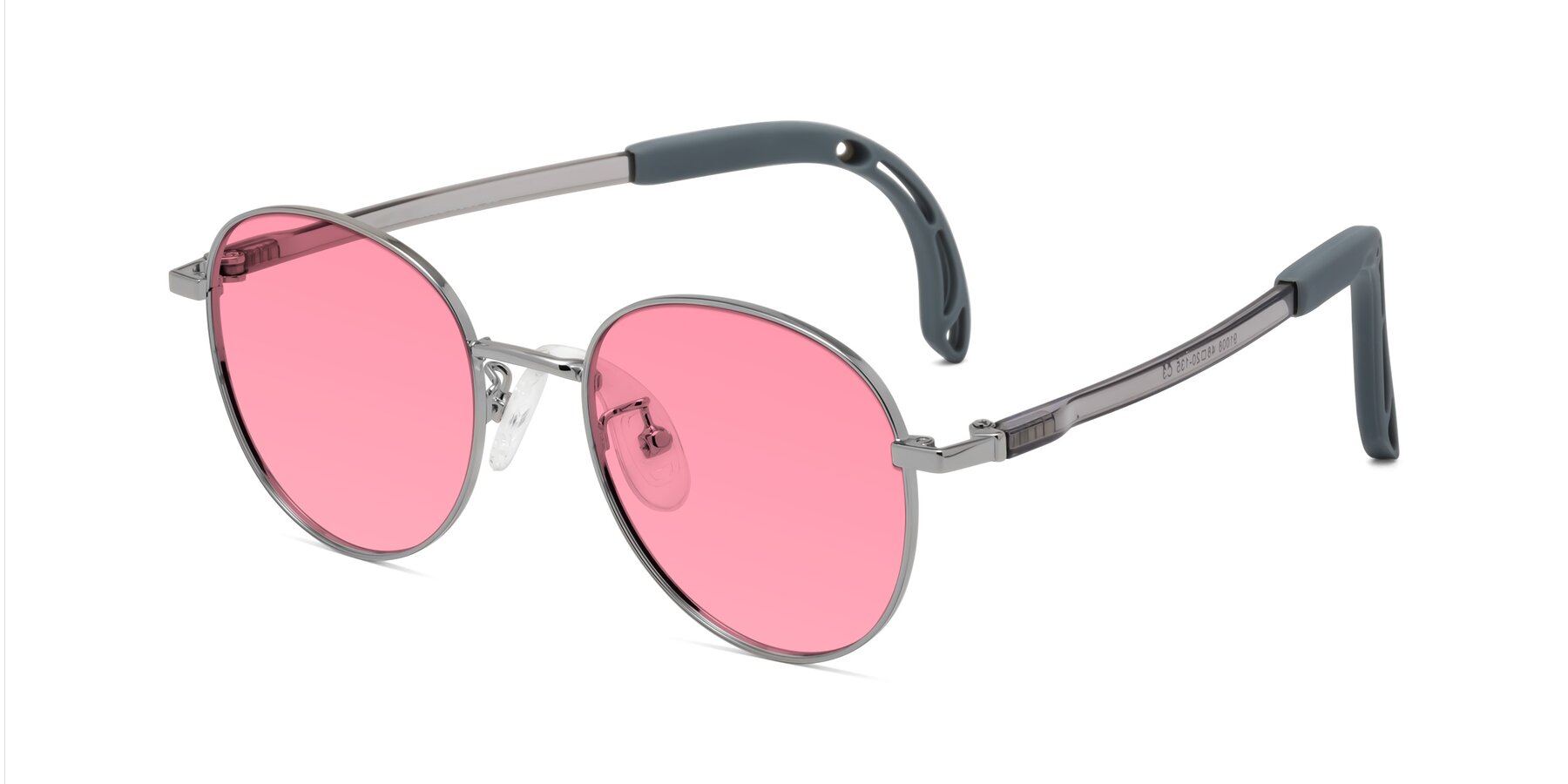 Angle of Ann in Knight Silver with Pink Tinted Lenses