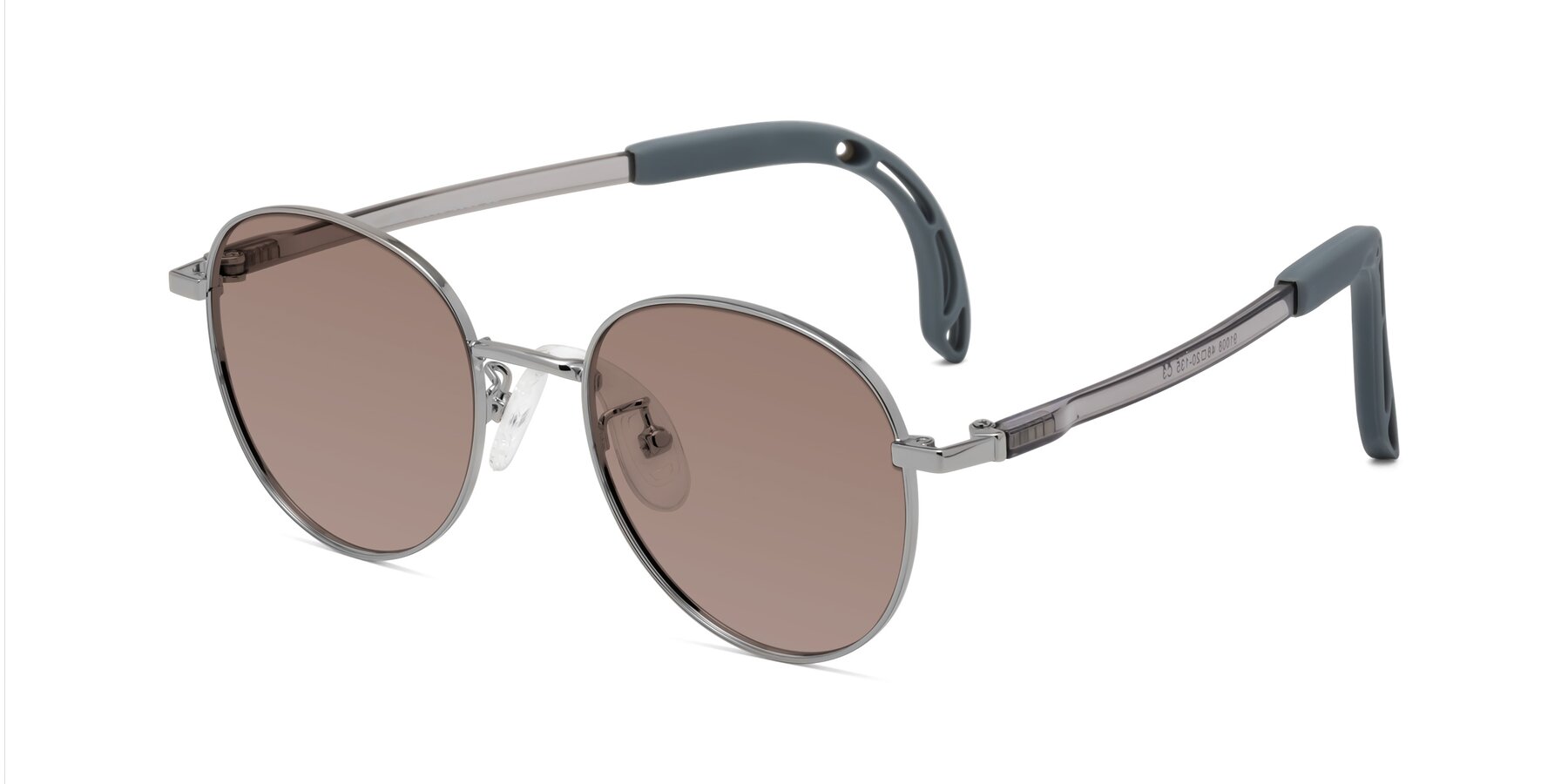 Angle of Ann in Knight Silver with Medium Brown Tinted Lenses