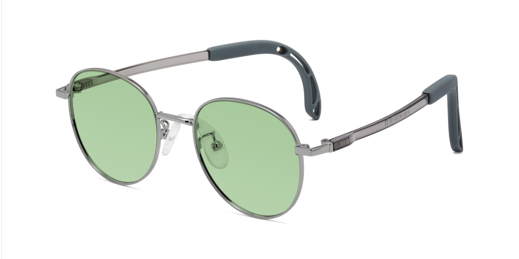 Angle of Ann in Knight Silver with Medium Green Tinted Lenses