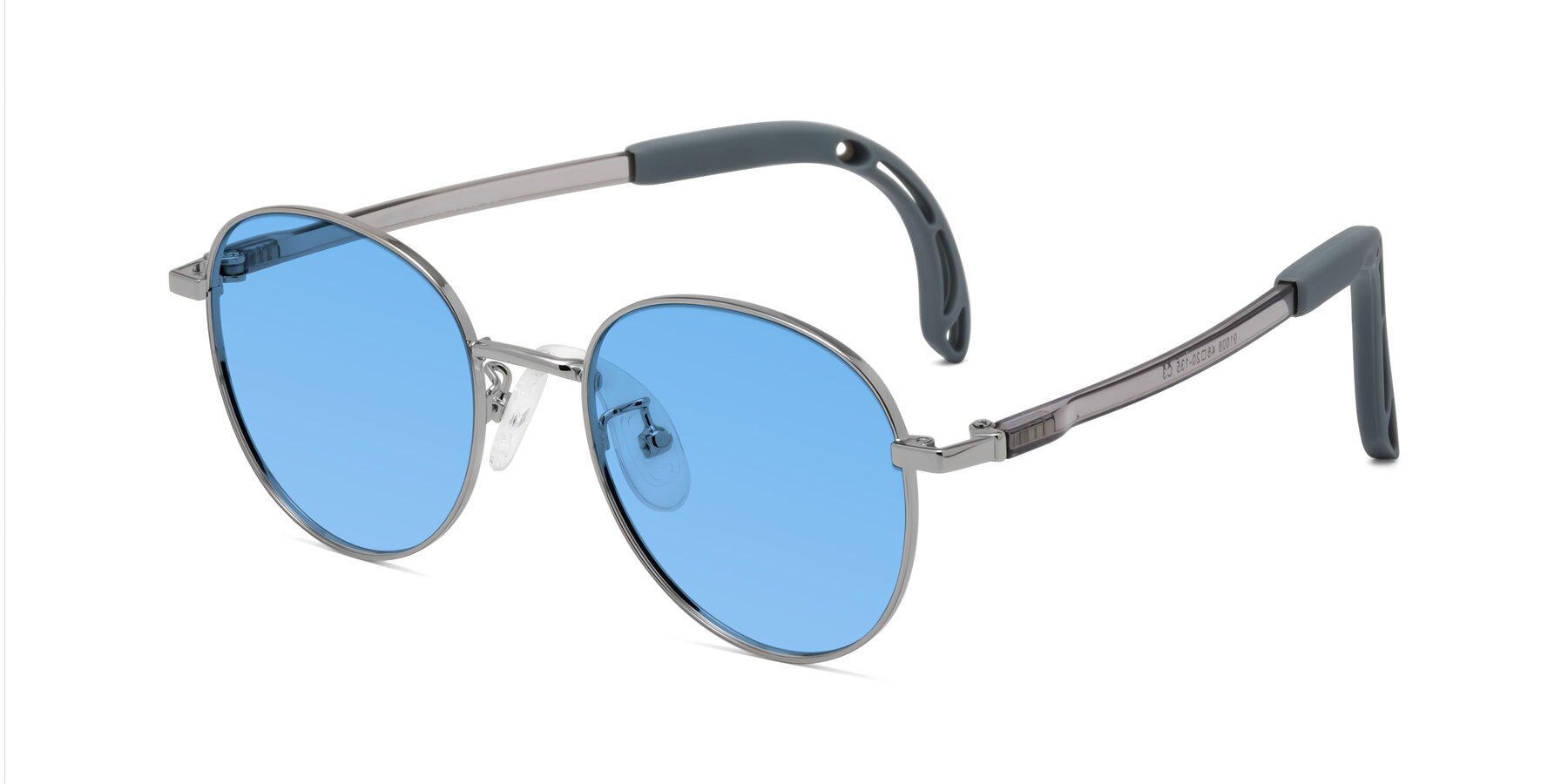 Angle of Ann in Knight Silver with Medium Blue Tinted Lenses