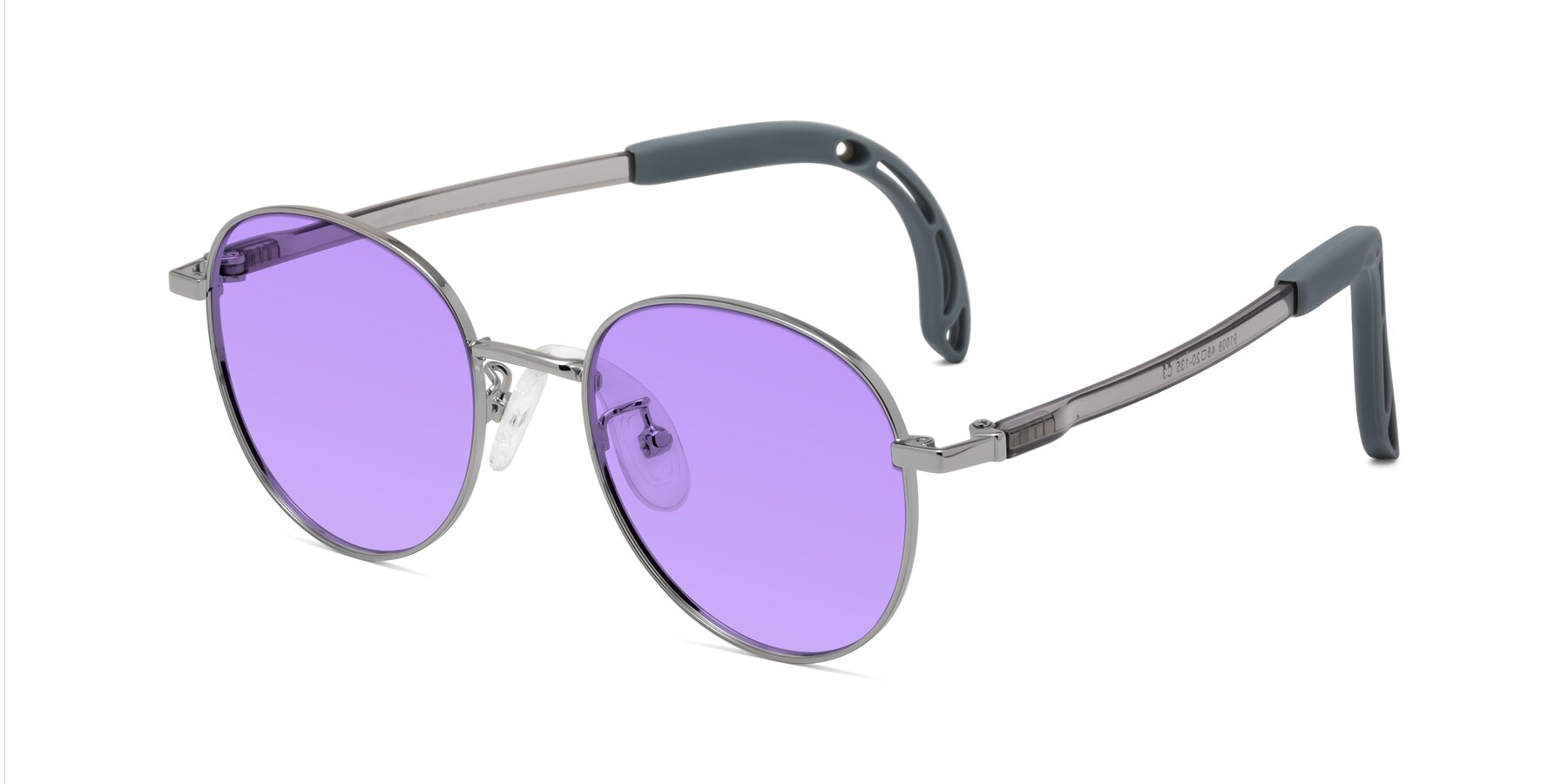 Angle of Ann in Knight Silver with Medium Purple Tinted Lenses