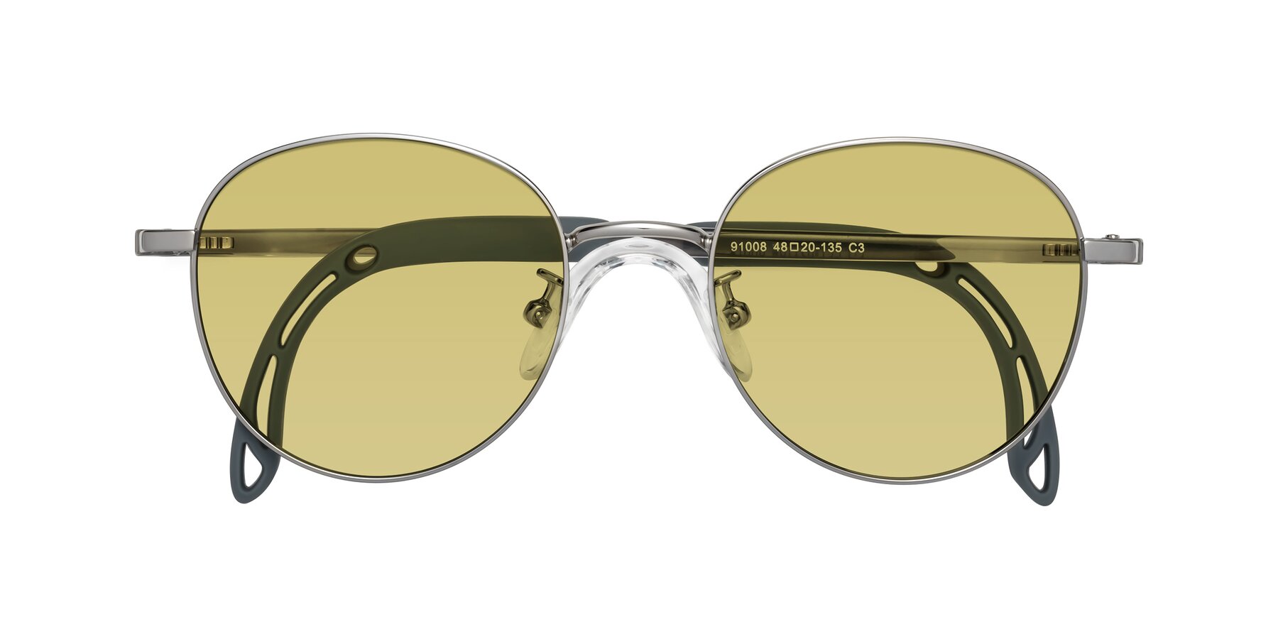 Folded Front of Ann in Knight Silver with Medium Champagne Tinted Lenses