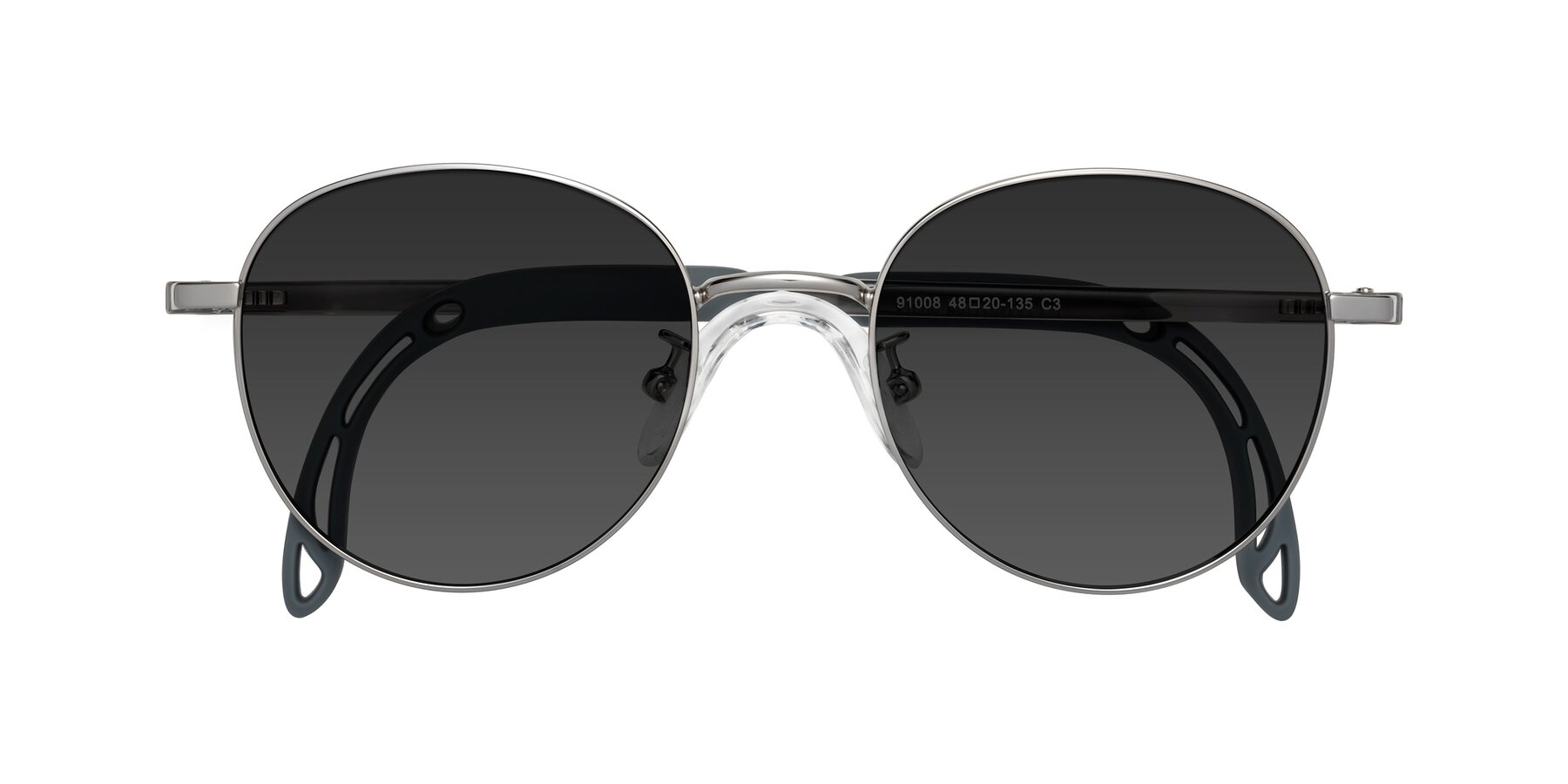 Folded Front of Ann in Knight Silver with Gray Tinted Lenses