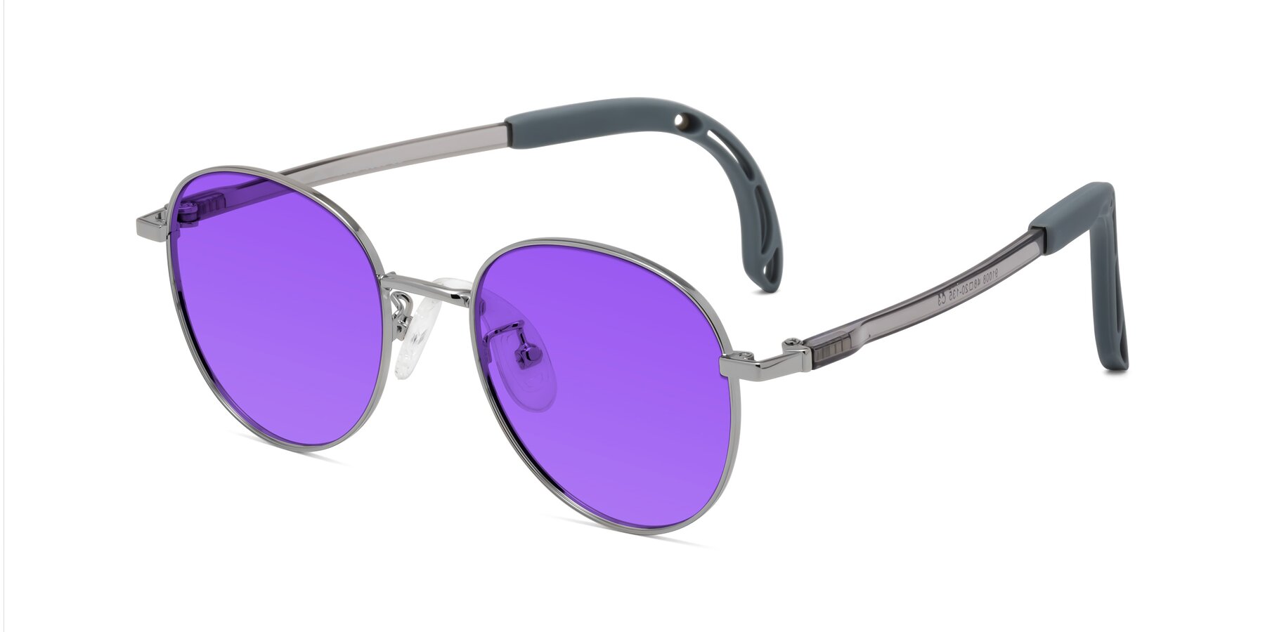 Angle of Ann in Knight Silver with Purple Tinted Lenses