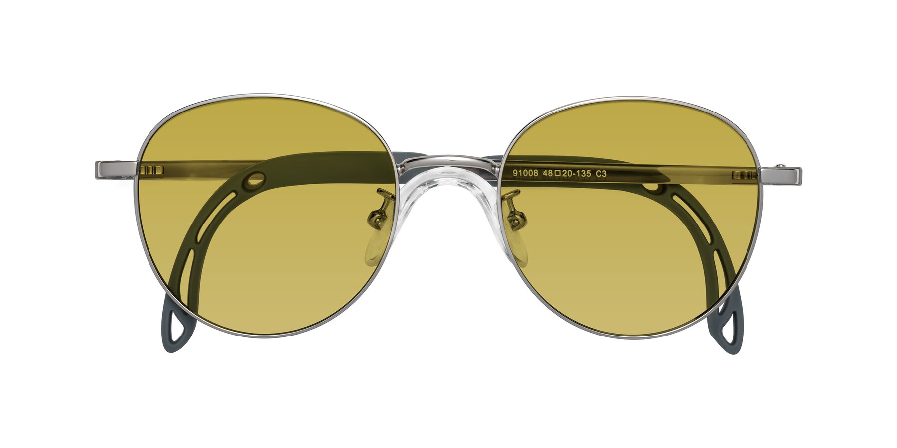 Folded Front of Ann in Knight Silver with Champagne Tinted Lenses