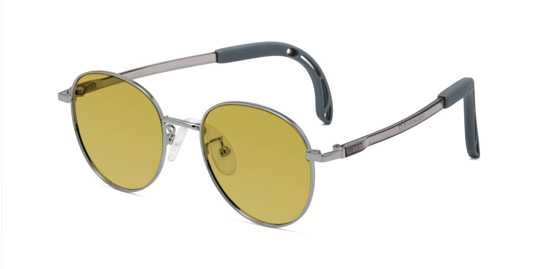 Angle of Ann in Knight Silver with Champagne Tinted Lenses