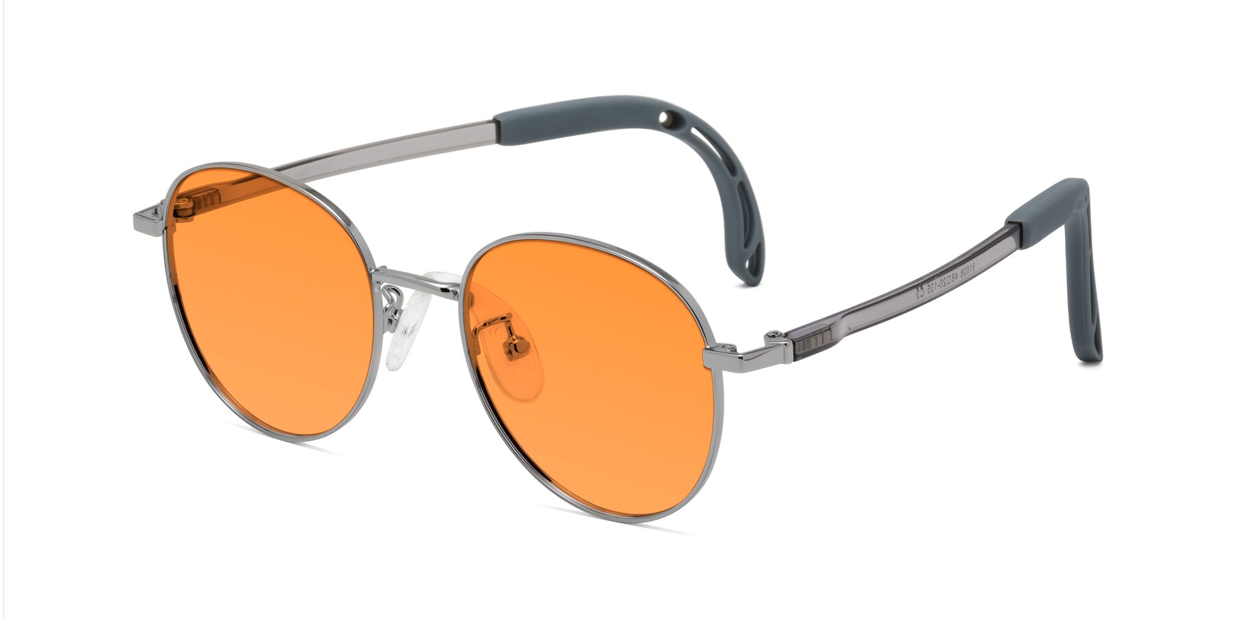 Angle of Ann in Knight Silver with Orange Tinted Lenses