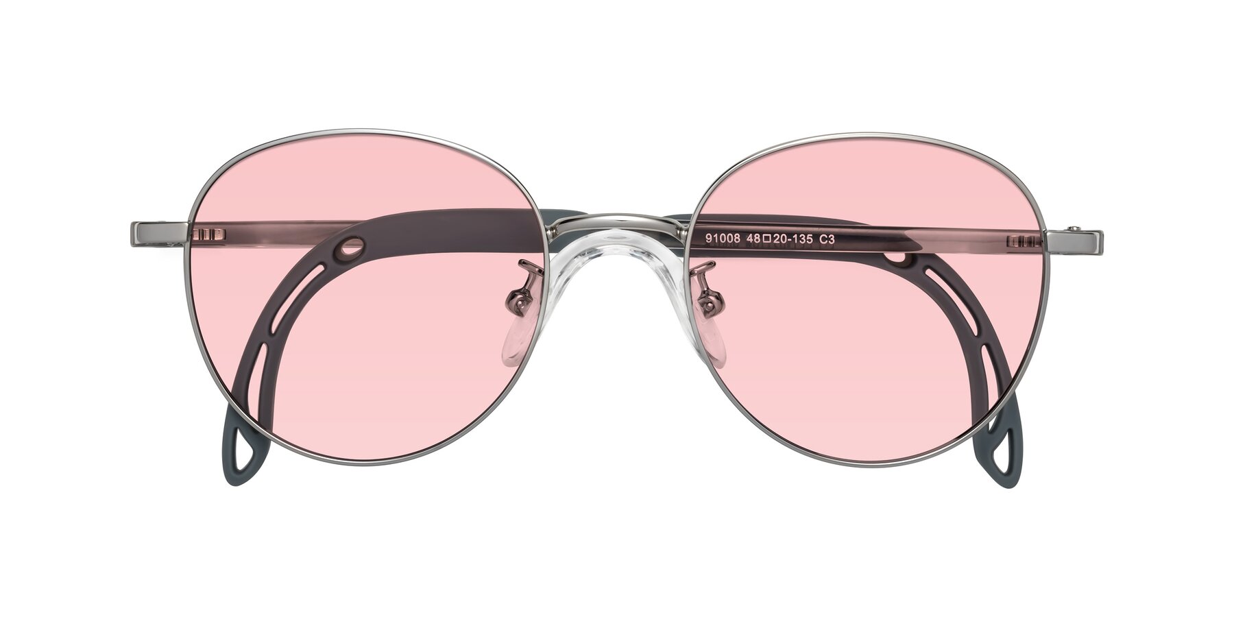 Folded Front of Ann in Knight Silver with Light Garnet Tinted Lenses