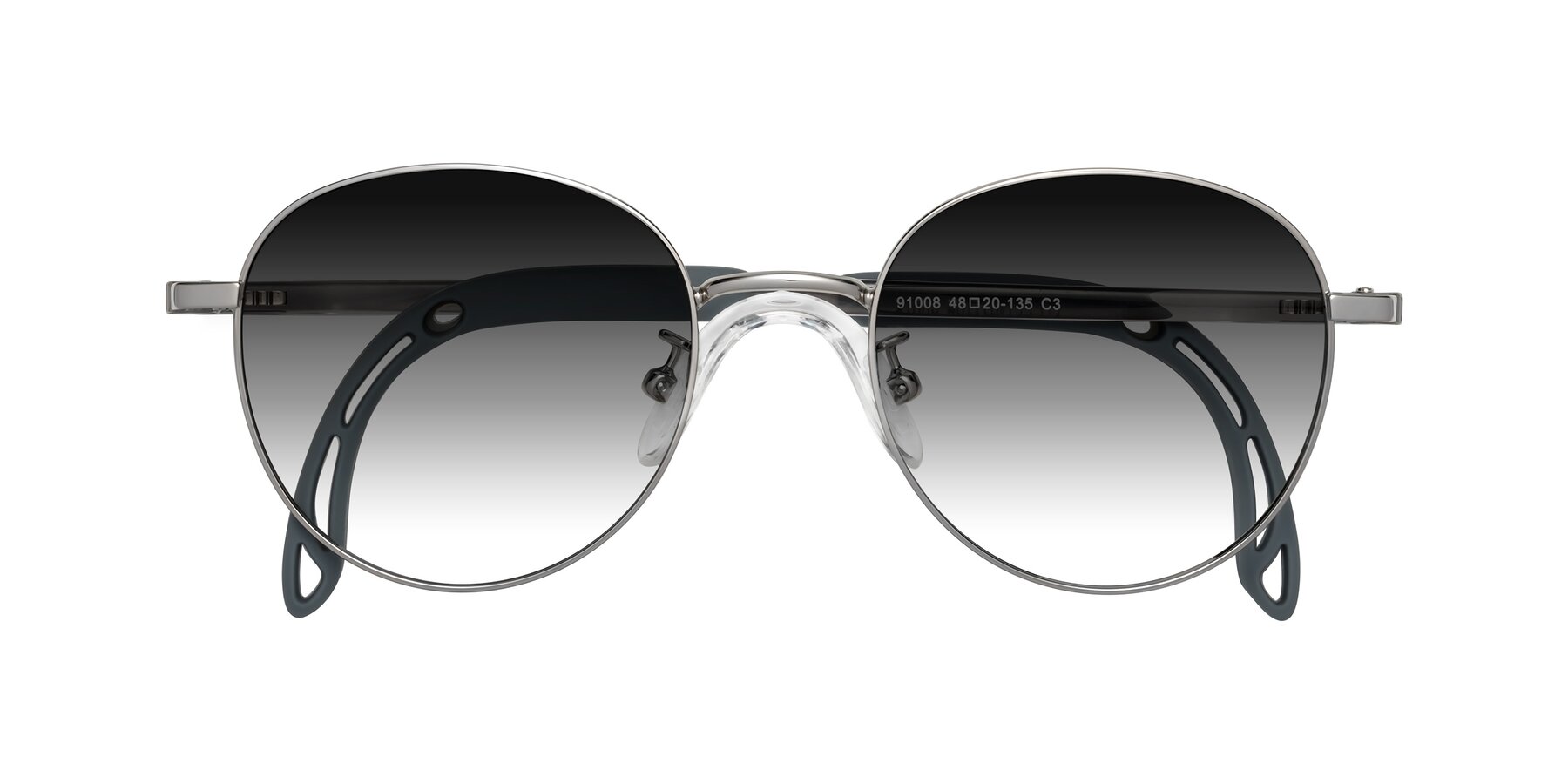 Folded Front of Ann in Knight Silver with Gray Gradient Lenses