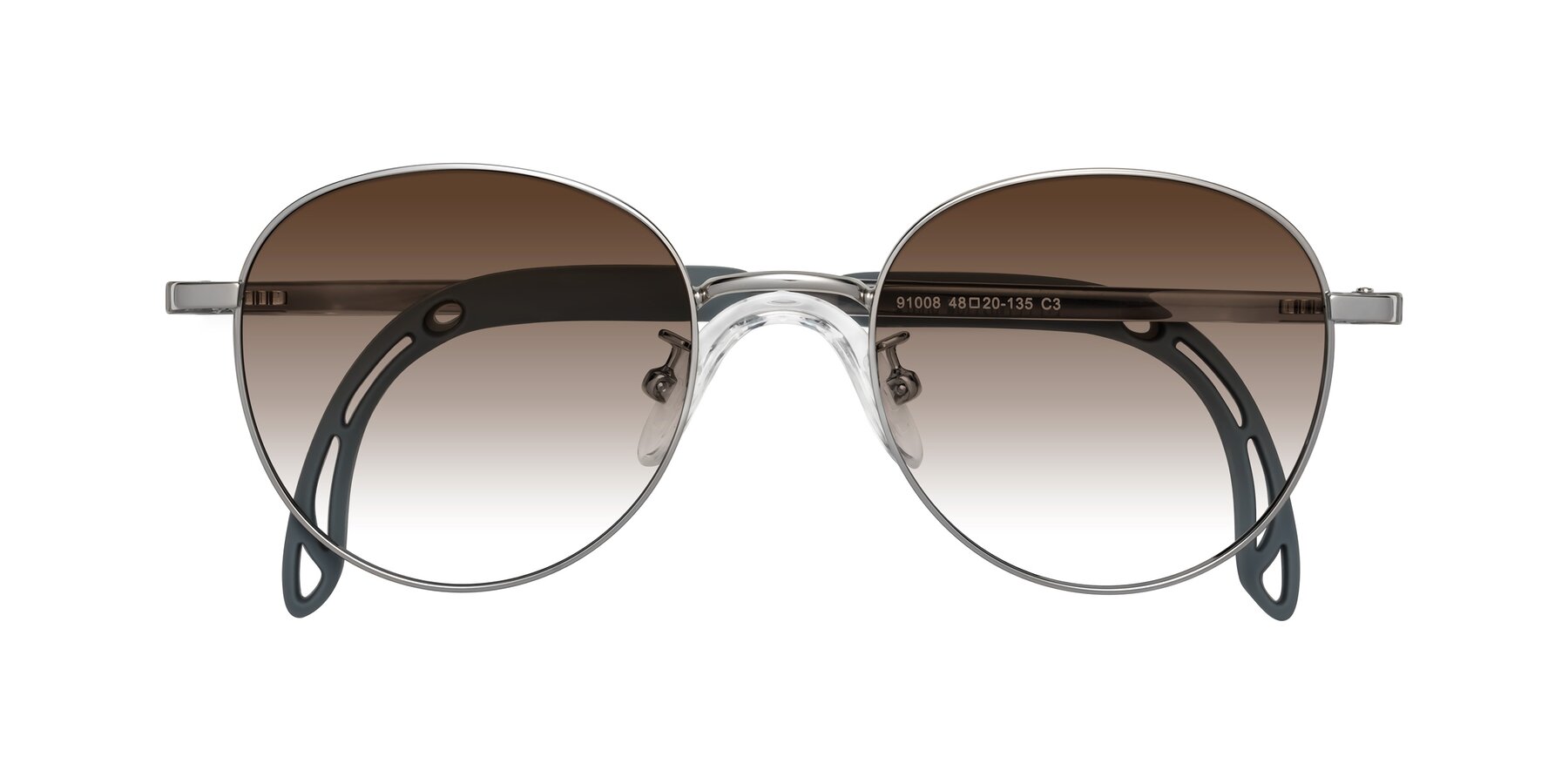 Folded Front of Ann in Knight Silver with Brown Gradient Lenses