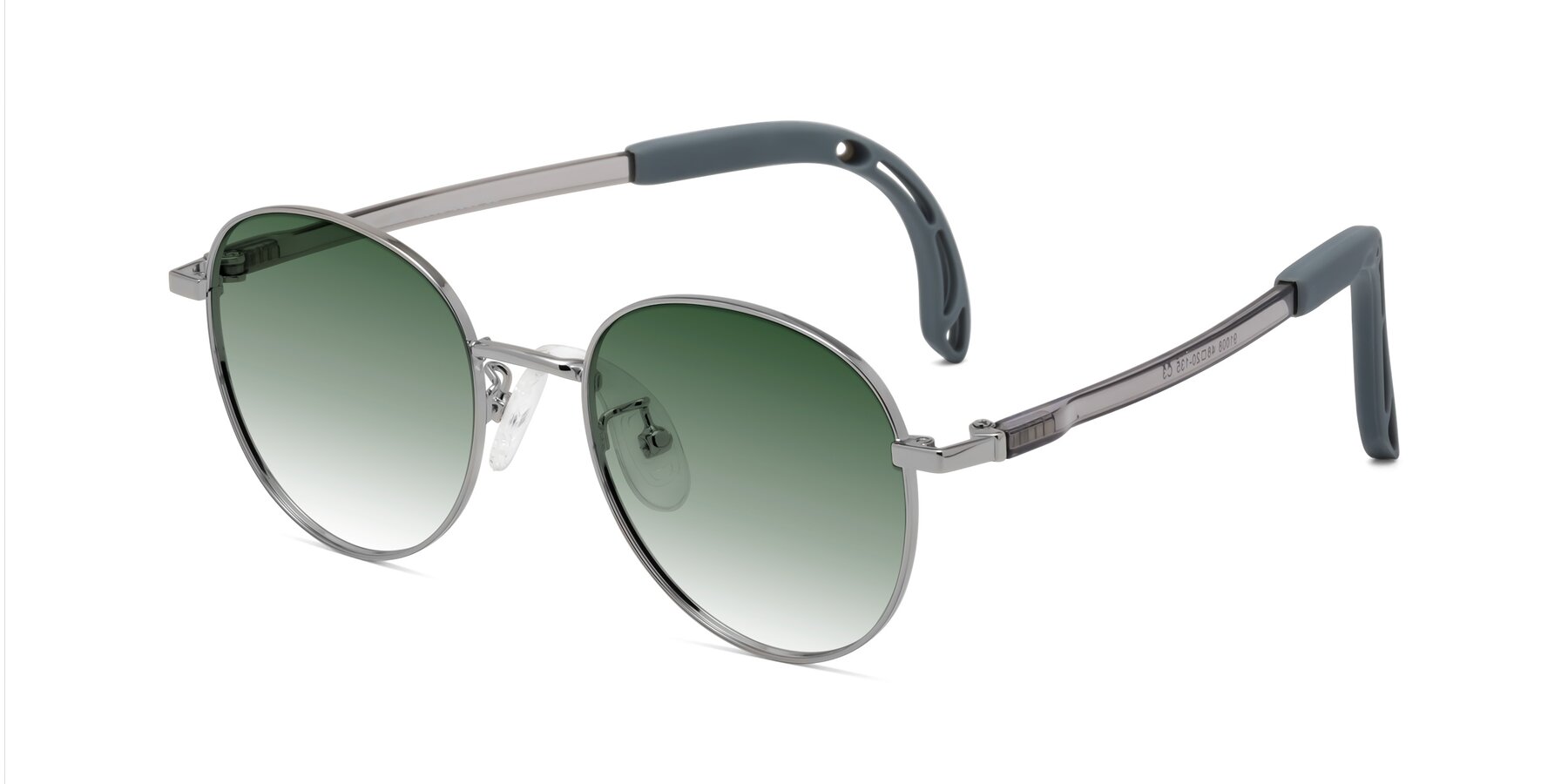 Angle of Ann in Knight Silver with Green Gradient Lenses